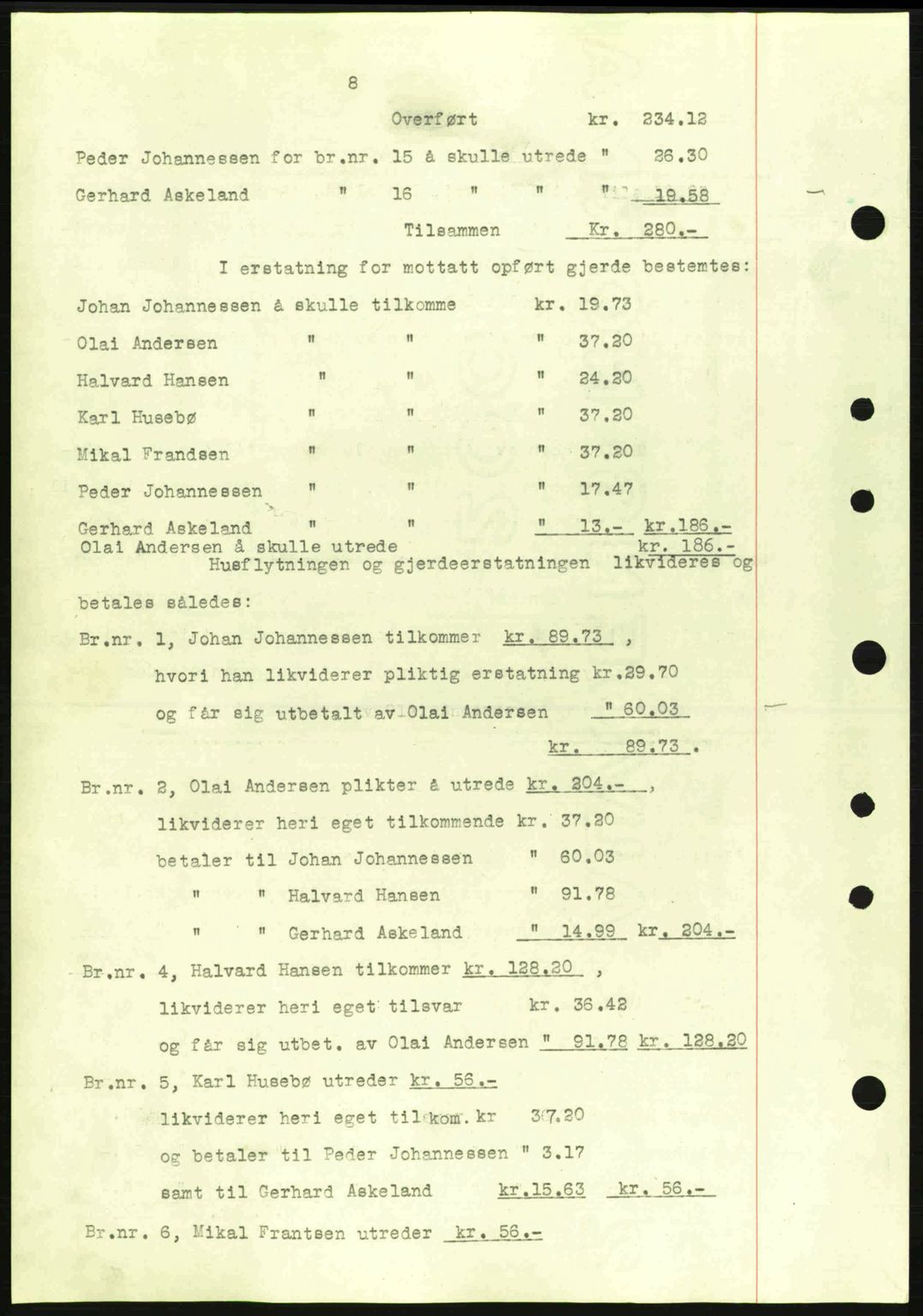 Nordhordland sorenskrivar, AV/SAB-A-2901/1/G/Gb/Gbf/L0010: Mortgage book no. A10, 1939-1940, Diary no: : 258/1940