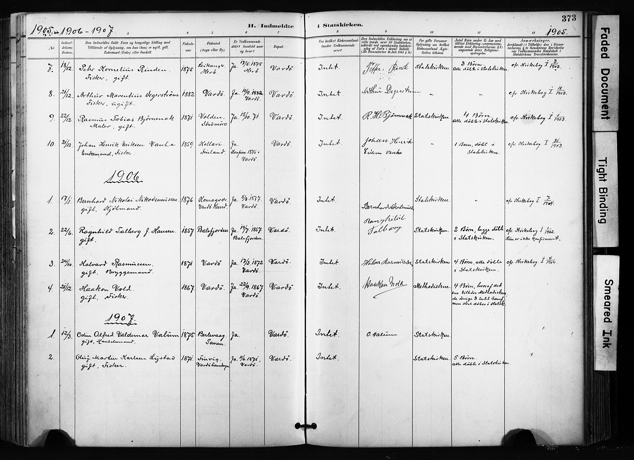 Vardø sokneprestkontor, SATØ/S-1332/H/Ha/L0010kirke: Parish register (official) no. 10, 1895-1907, p. 373