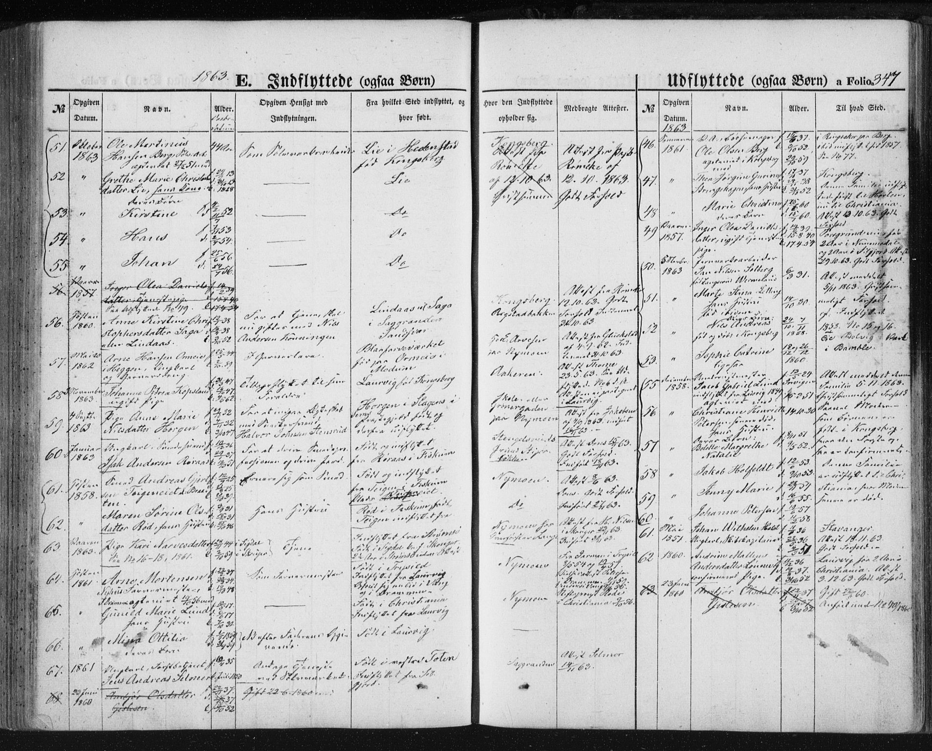 Kongsberg kirkebøker, SAKO/A-22/F/Fa/L0010: Parish register (official) no. I 10, 1859-1875, p. 347