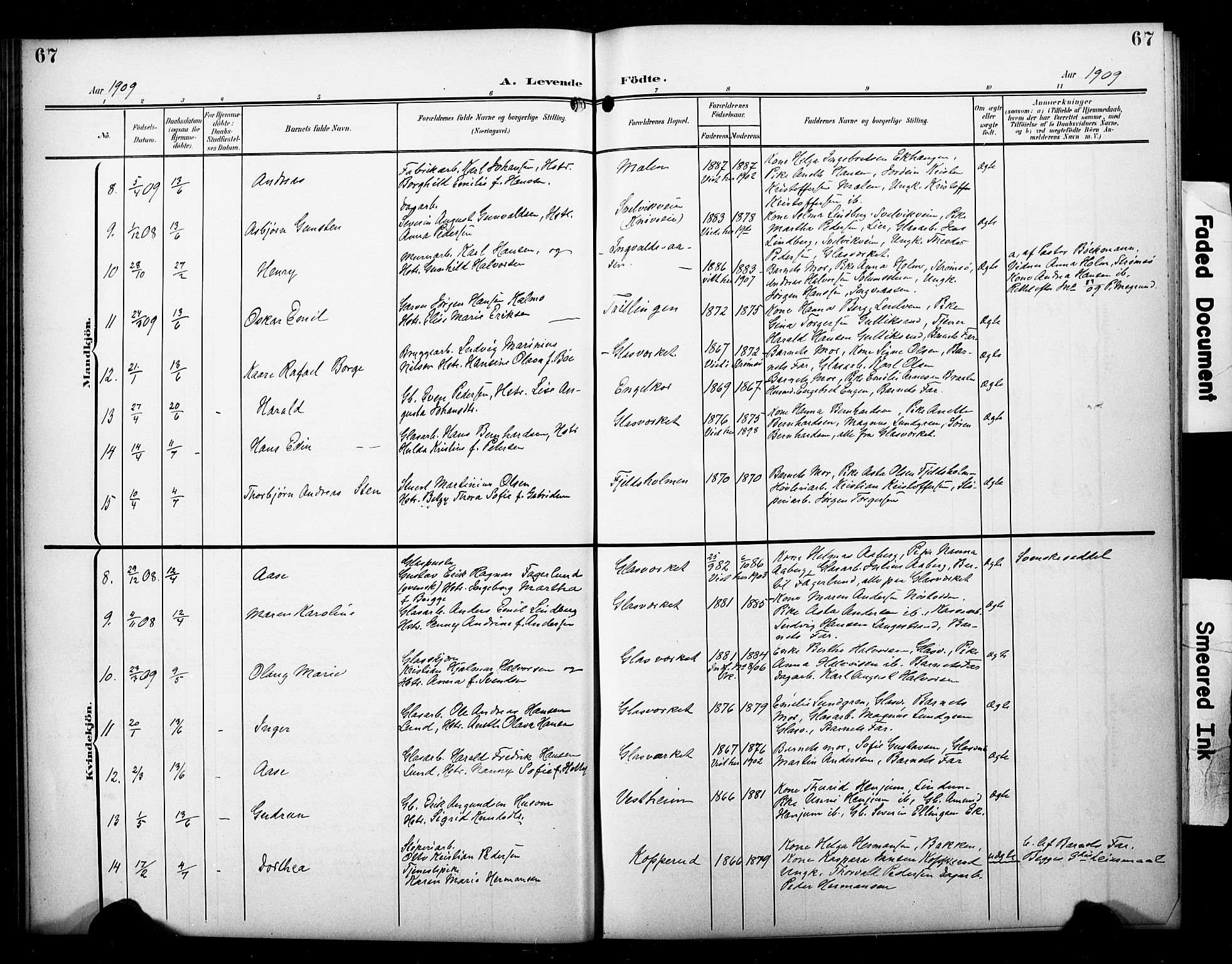 Skoger kirkebøker, AV/SAKO-A-59/G/Ga/L0003: Parish register (copy) no. I 3, 1900-1927, p. 67