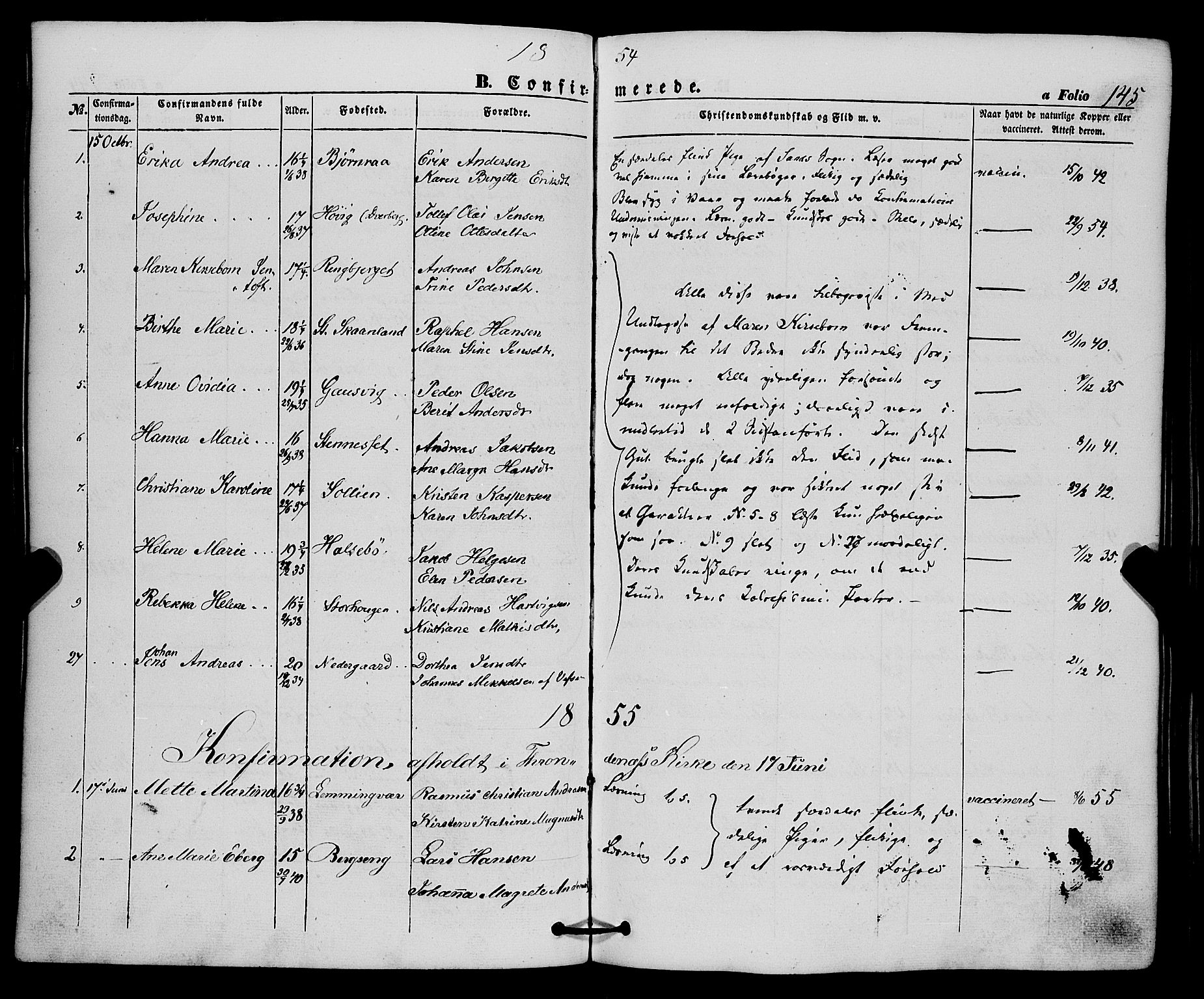 Trondenes sokneprestkontor, SATØ/S-1319/H/Ha/L0011kirke: Parish register (official) no. 11, 1853-1862, p. 145