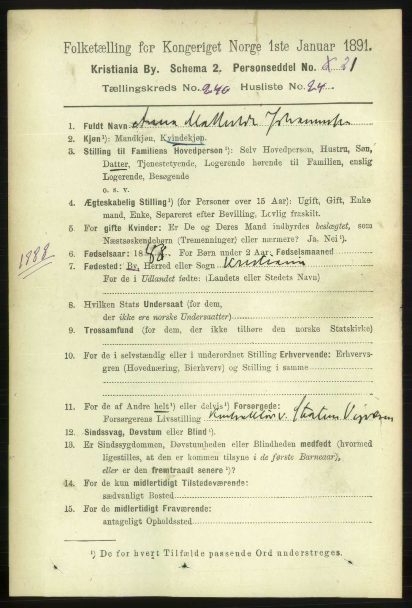 RA, 1891 census for 0301 Kristiania, 1891, p. 146300