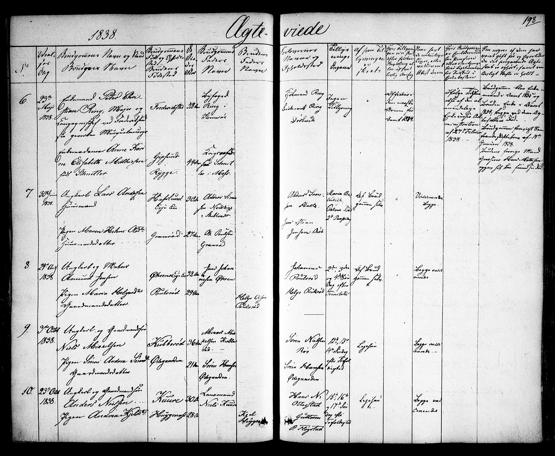 Rygge prestekontor Kirkebøker, AV/SAO-A-10084b/F/Fa/L0004: Parish register (official) no. 4, 1836-1851, p. 198