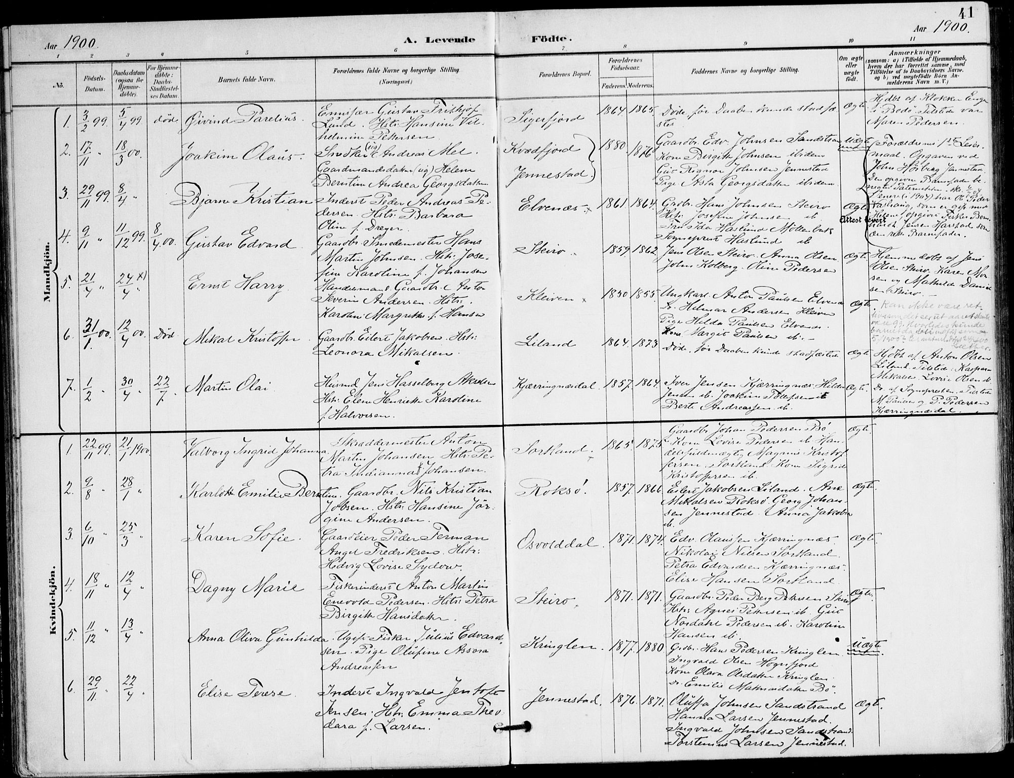 Ministerialprotokoller, klokkerbøker og fødselsregistre - Nordland, SAT/A-1459/895/L1372: Parish register (official) no. 895A07, 1894-1914, p. 41