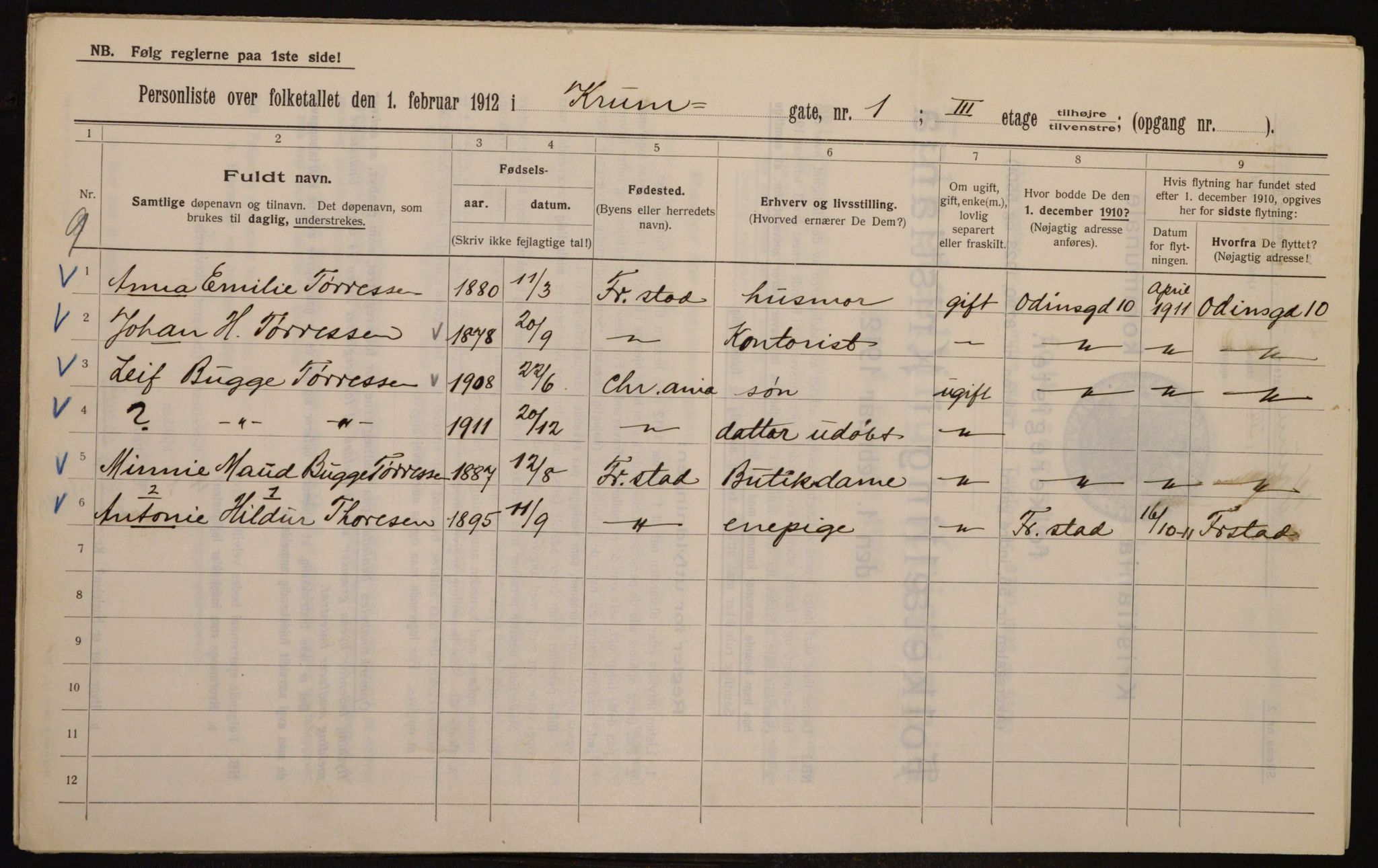 OBA, Municipal Census 1912 for Kristiania, 1912, p. 54991