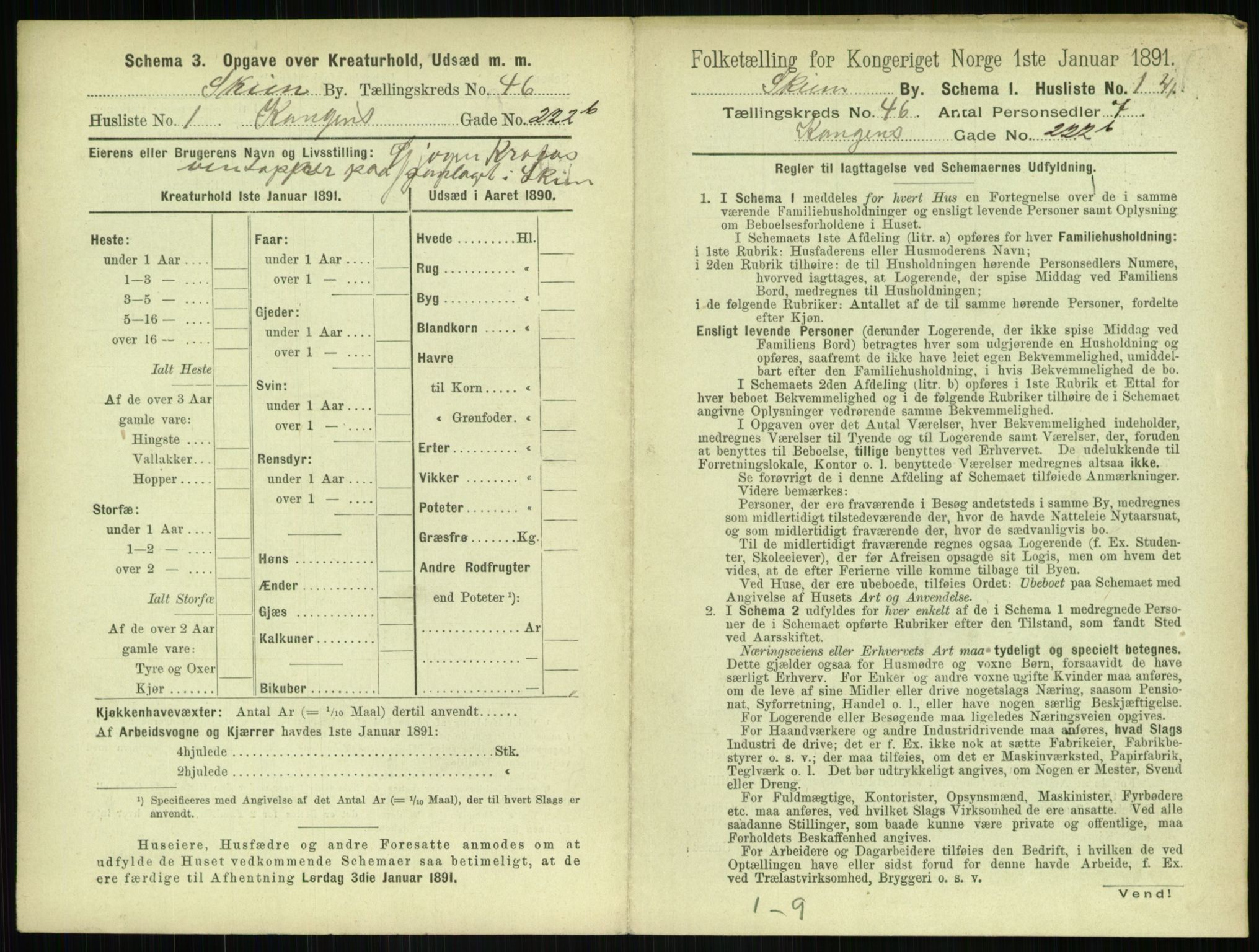 RA, 1891 census for 0806 Skien, 1891, p. 1610