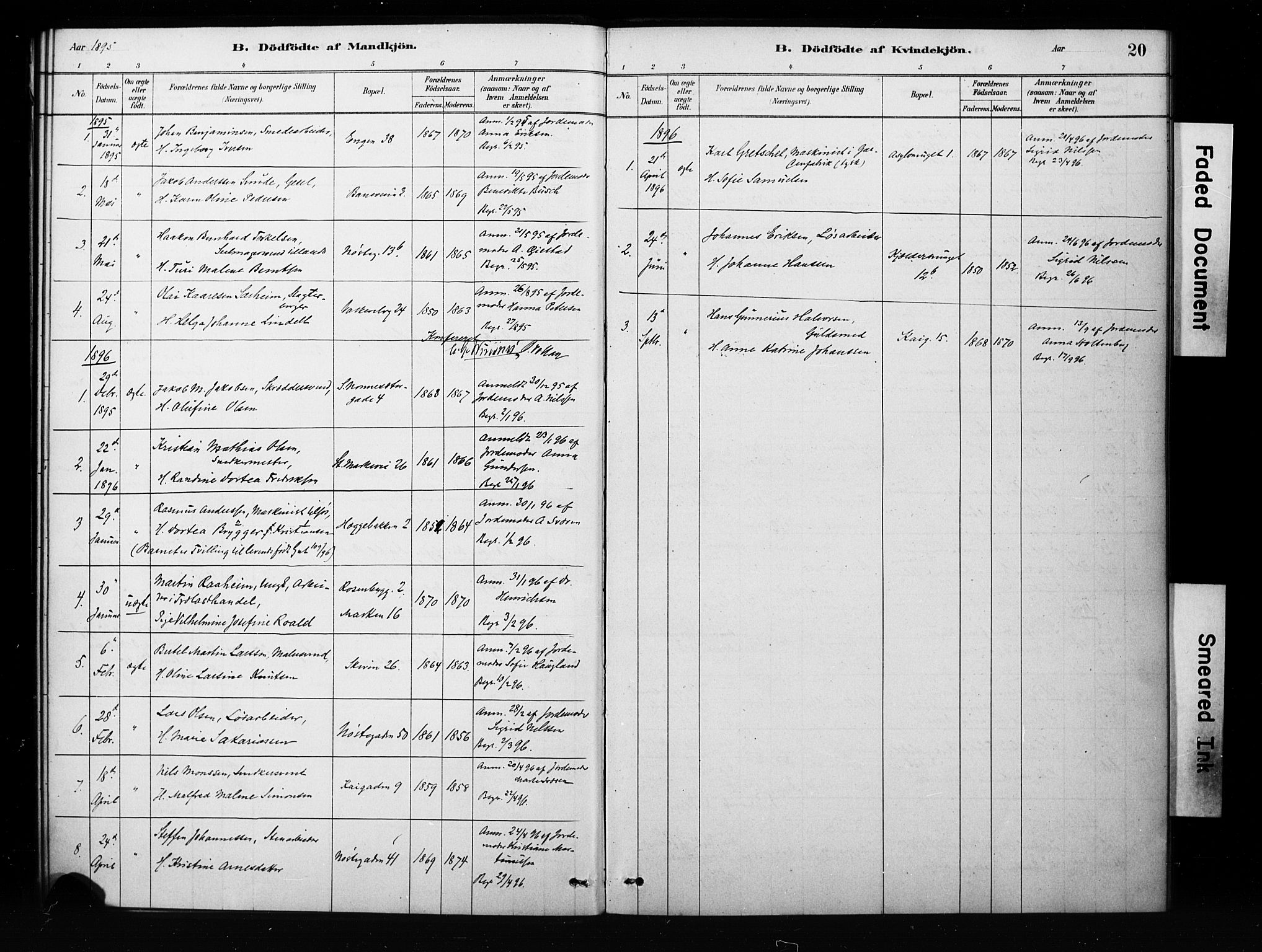 Domkirken sokneprestembete, SAB/A-74801/H/Hab/L0045: Parish register (copy) no. G 1, 1878-1916, p. 20