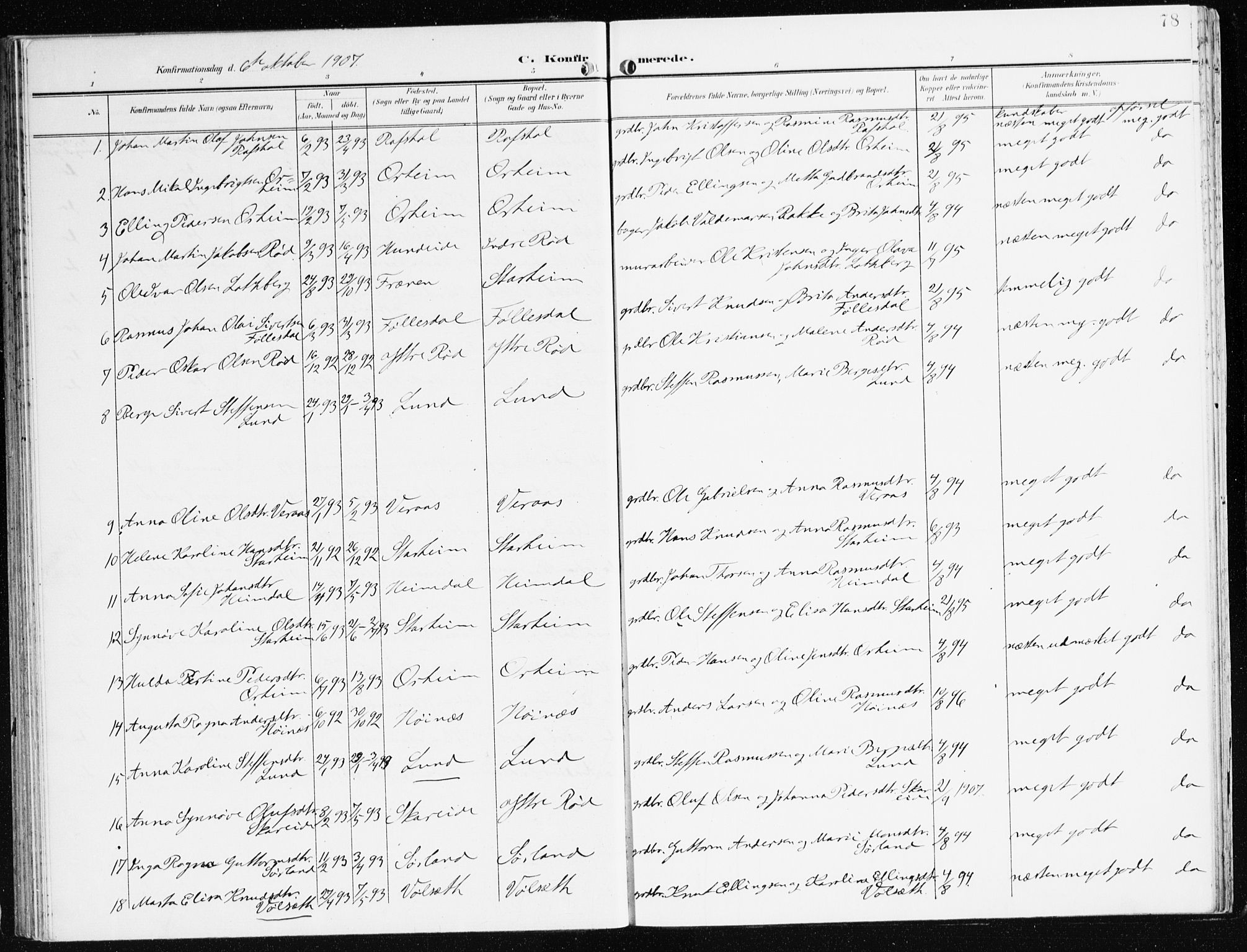 Eid sokneprestembete, SAB/A-82301/H/Haa/Haac/L0002: Parish register (official) no. C 2, 1899-1927, p. 78