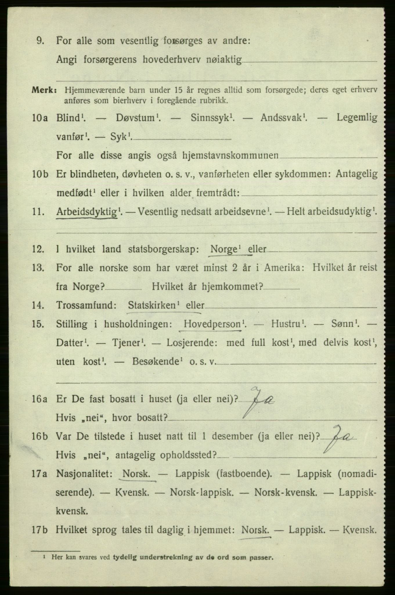 SATØ, 1920 census for Loppa, 1920, p. 819