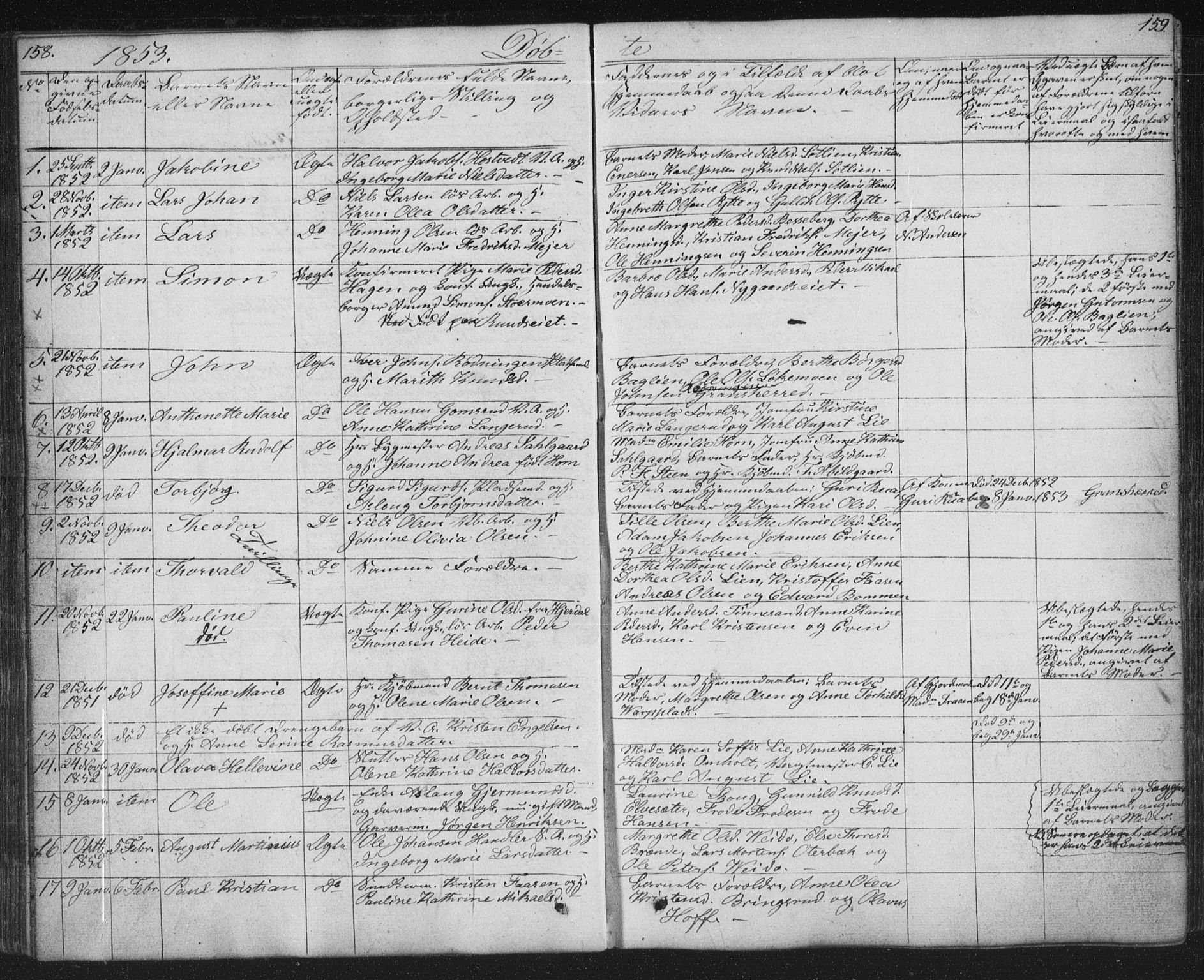 Kongsberg kirkebøker, AV/SAKO-A-22/G/Ga/L0002: Parish register (copy) no. 2, 1839-1858, p. 158-159