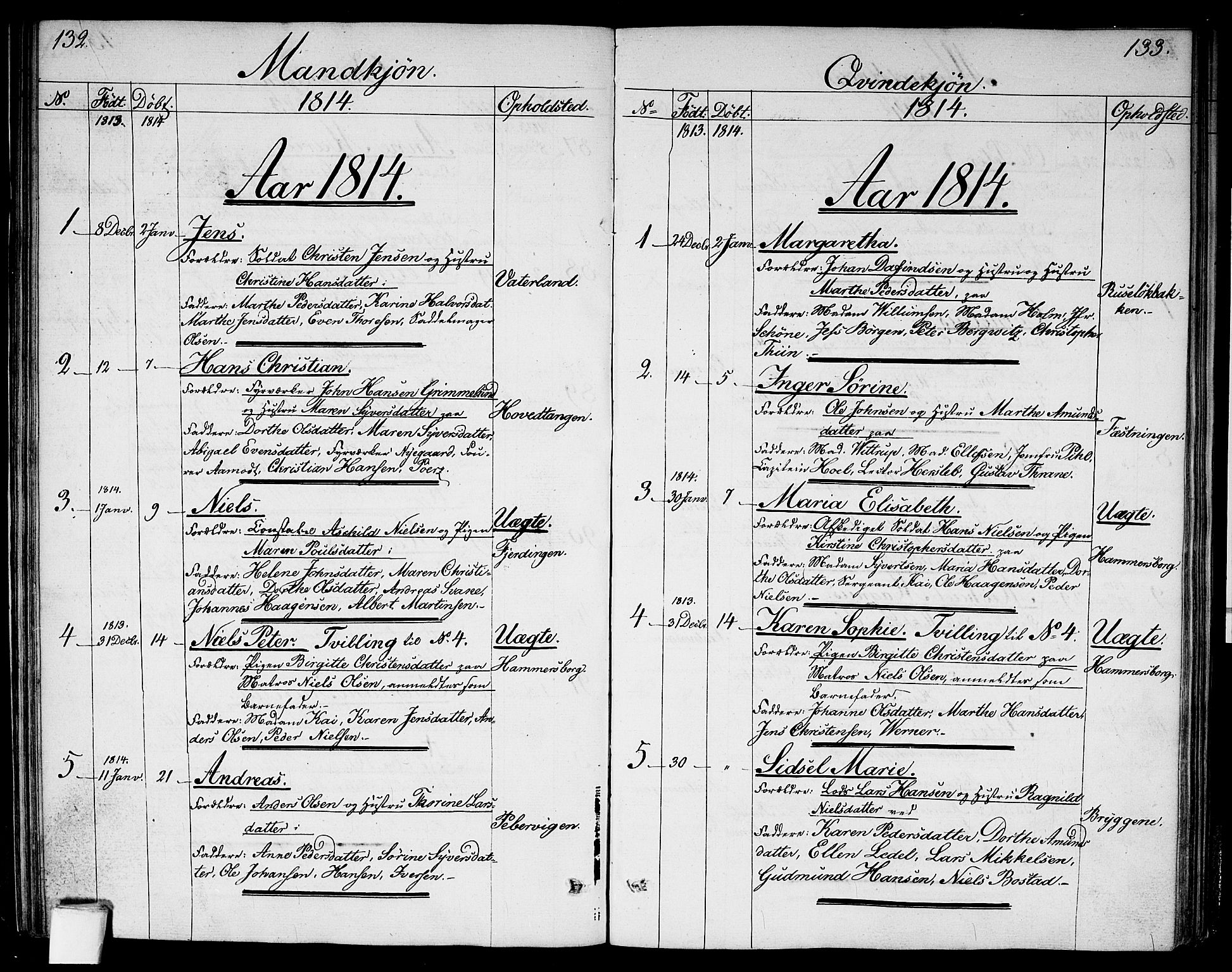 Garnisonsmenigheten Kirkebøker, SAO/A-10846/G/Ga/L0002: Parish register (copy) no. 2, 1810-1814, p. 132-133