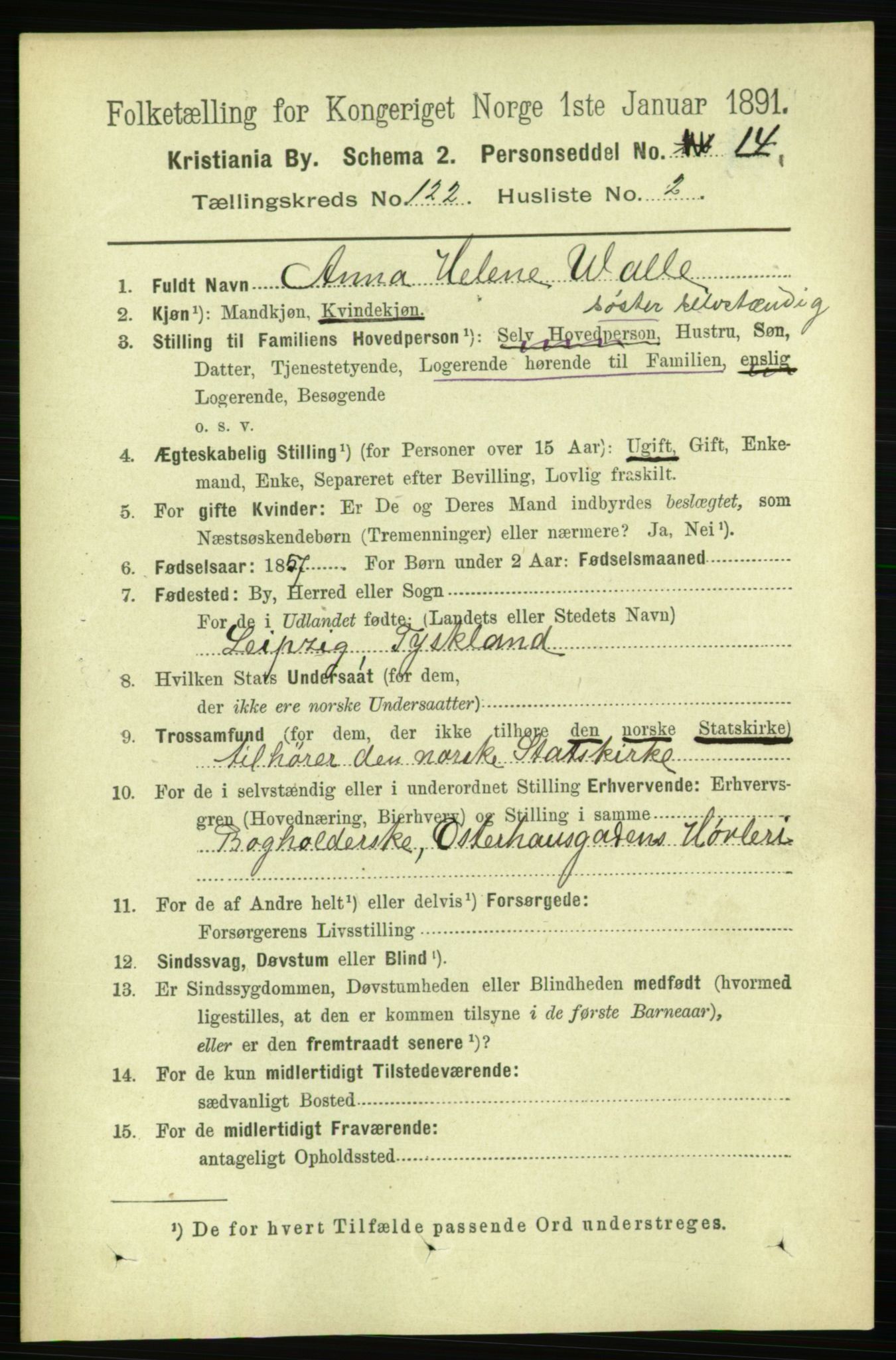 RA, 1891 census for 0301 Kristiania, 1891, p. 64664