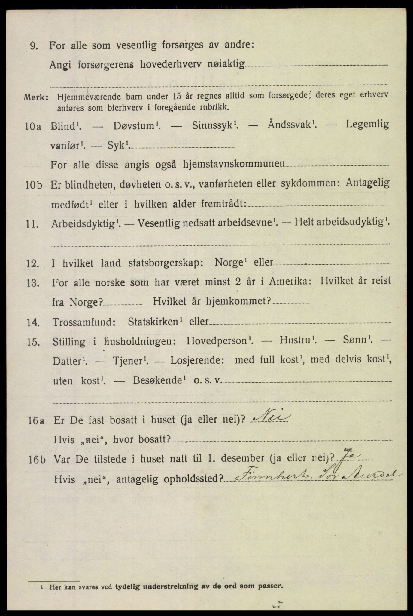 SAH, 1920 census for Nord-Aurdal, 1920, p. 9955