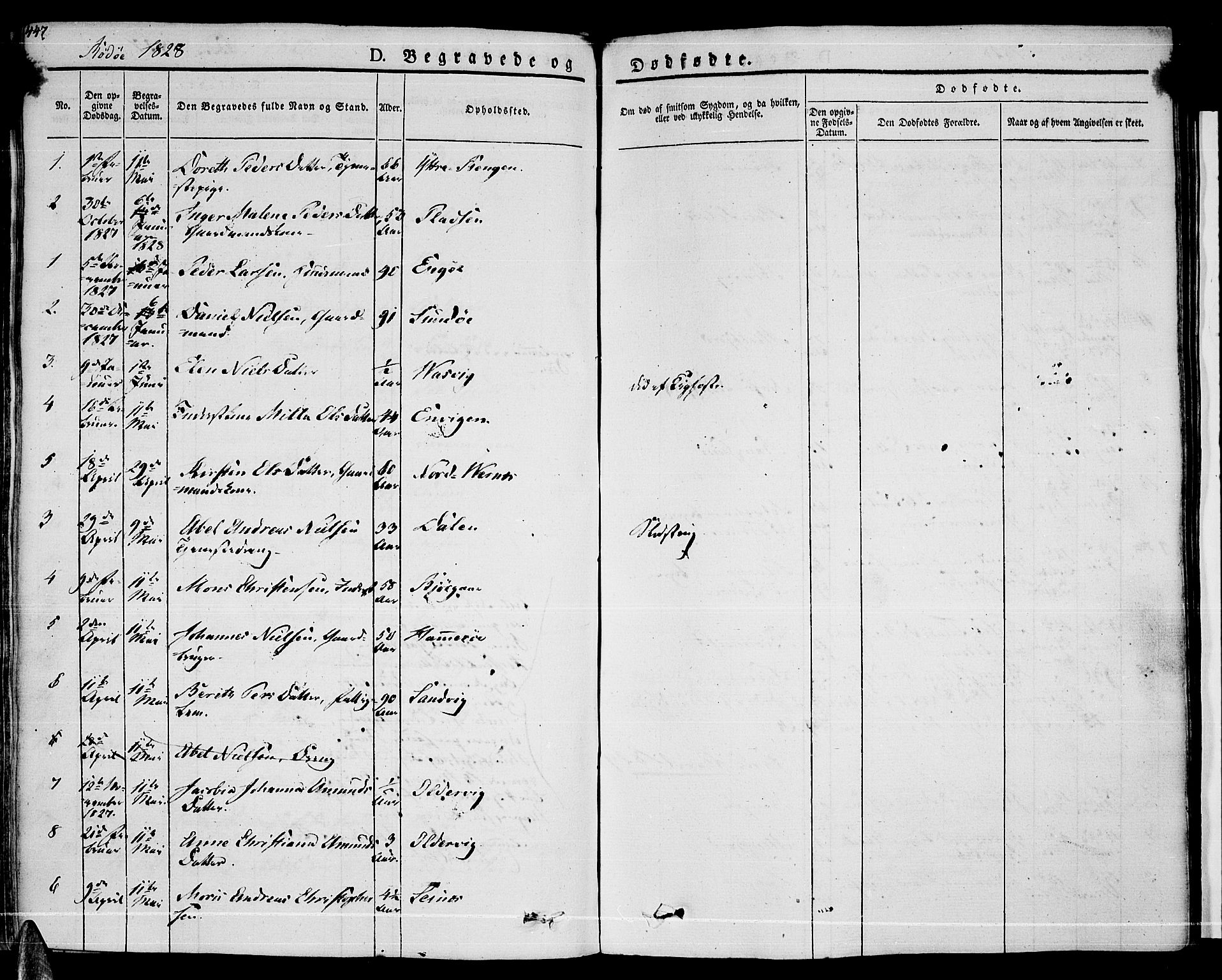 Ministerialprotokoller, klokkerbøker og fødselsregistre - Nordland, AV/SAT-A-1459/841/L0600: Parish register (official) no. 841A07 /1, 1825-1844, p. 447