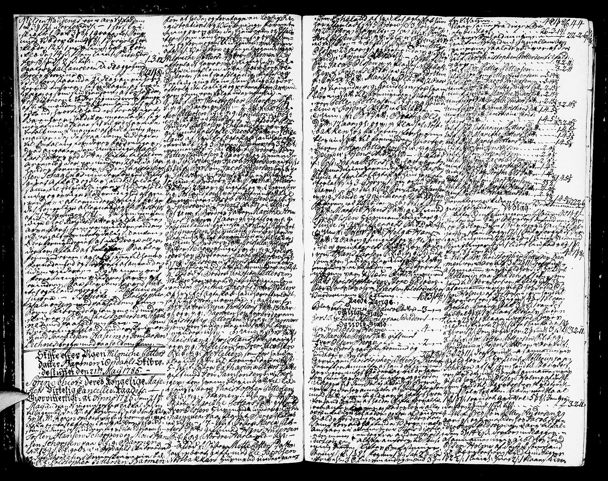 Sunnhordland sorenskrivar, AV/SAB-A-2401/1/H/Ha/Haa/L0009: Skifteprotokollar. Register i protokoll. Fol. 639- ut, 1785-1787, p. 643b-644a
