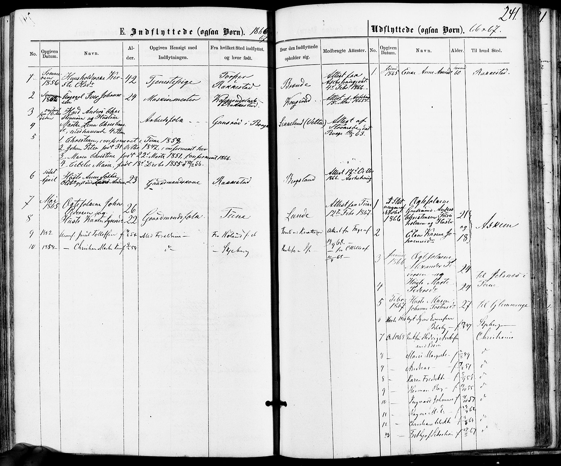 Varteig prestekontor Kirkebøker, SAO/A-10447a/F/Fa/L0001: Parish register (official) no. 1, 1861-1877, p. 241