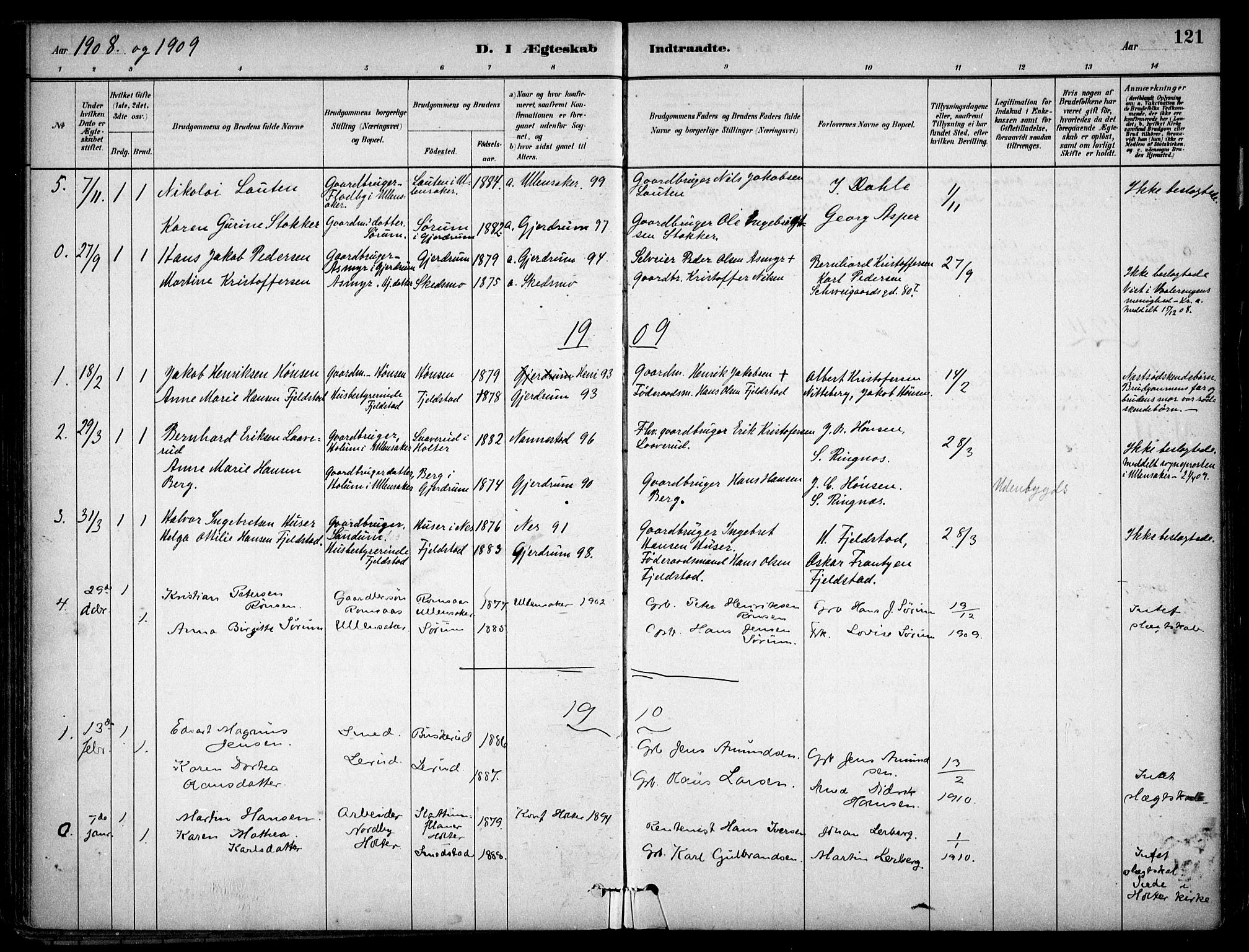 Gjerdrum prestekontor Kirkebøker, SAO/A-10412b/F/Fa/L0009: Parish register (official) no. I 9, 1881-1916, p. 121