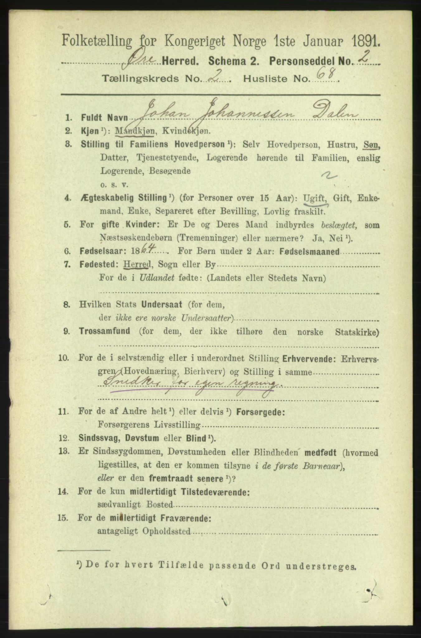 RA, 1891 census for 1558 Øre, 1891, p. 1010