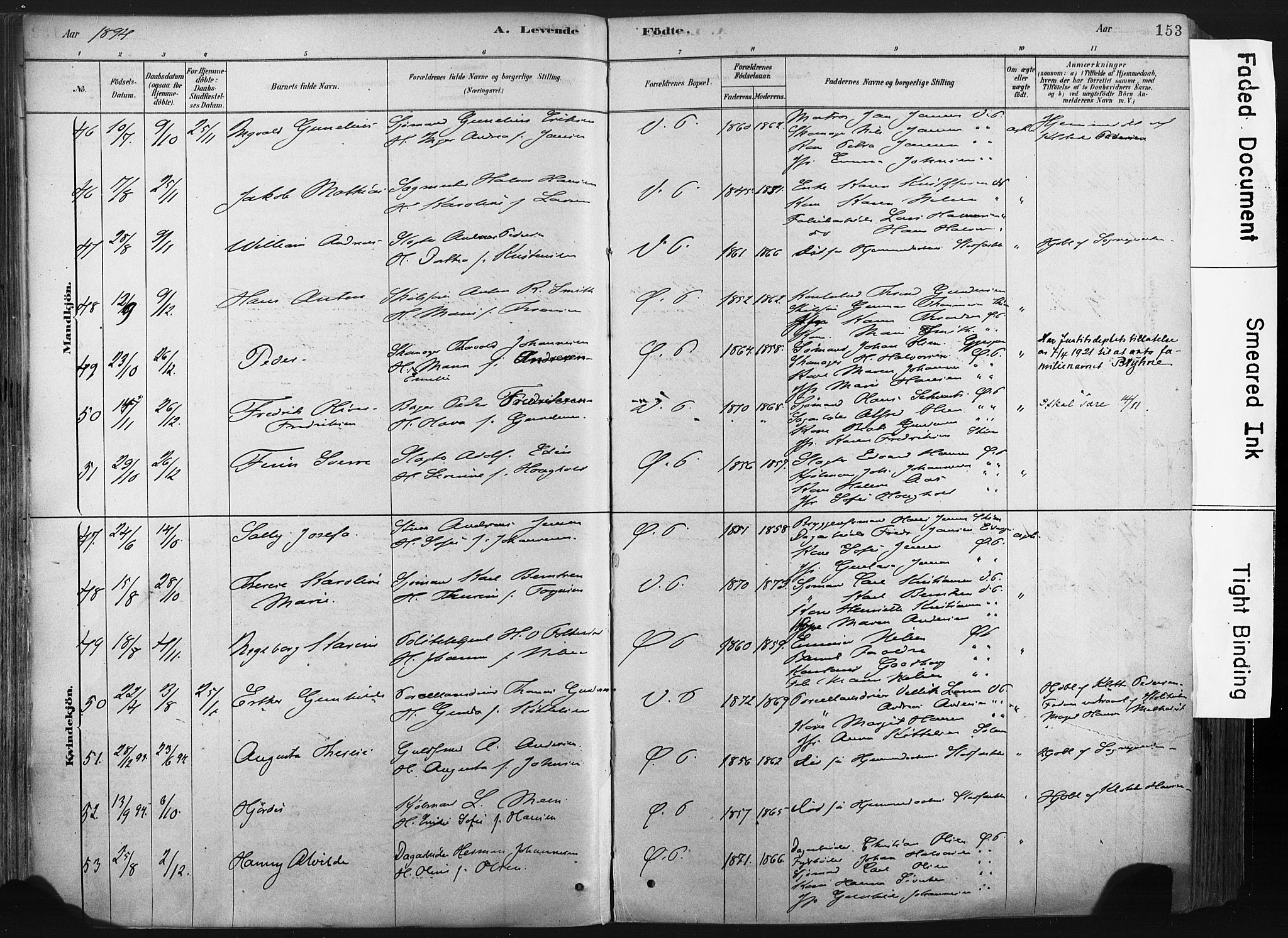 Porsgrunn kirkebøker , SAKO/A-104/F/Fa/L0008: Parish register (official) no. 8, 1878-1895, p. 153