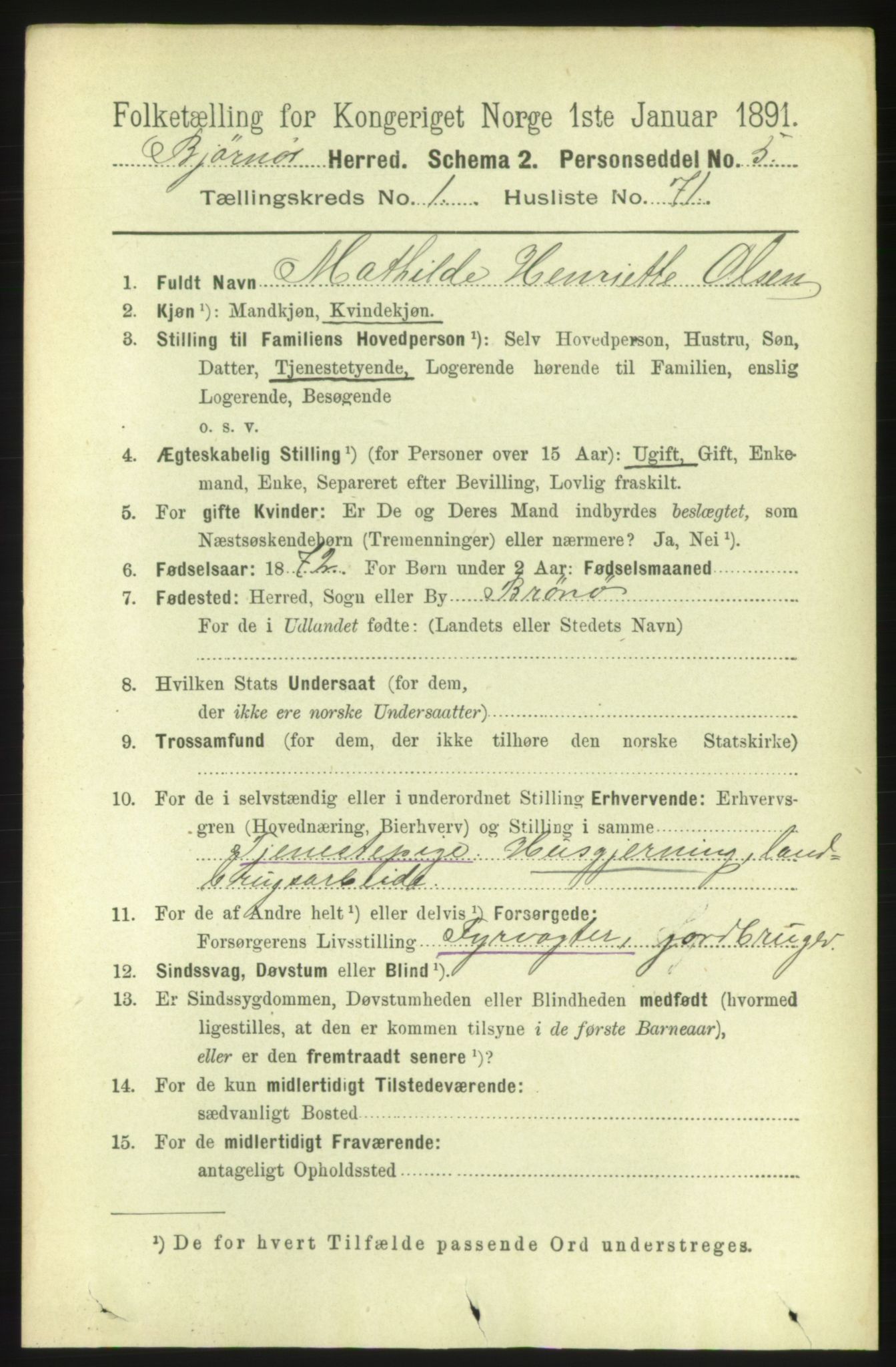 RA, 1891 census for 1632 Bjørnør, 1891, p. 551