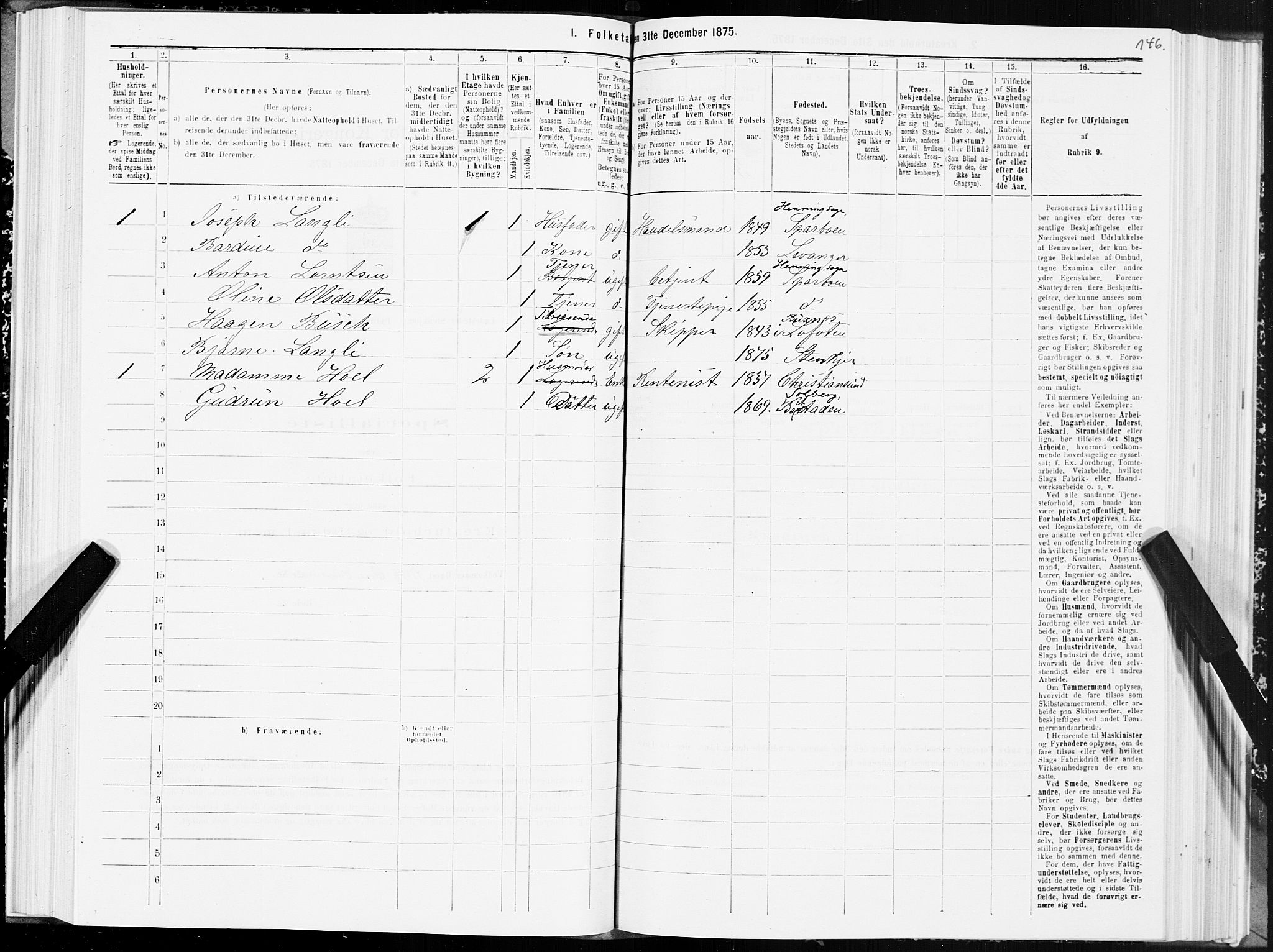 SAT, 1875 census for 1702B Steinkjer/Steinkjer, 1875, p. 146