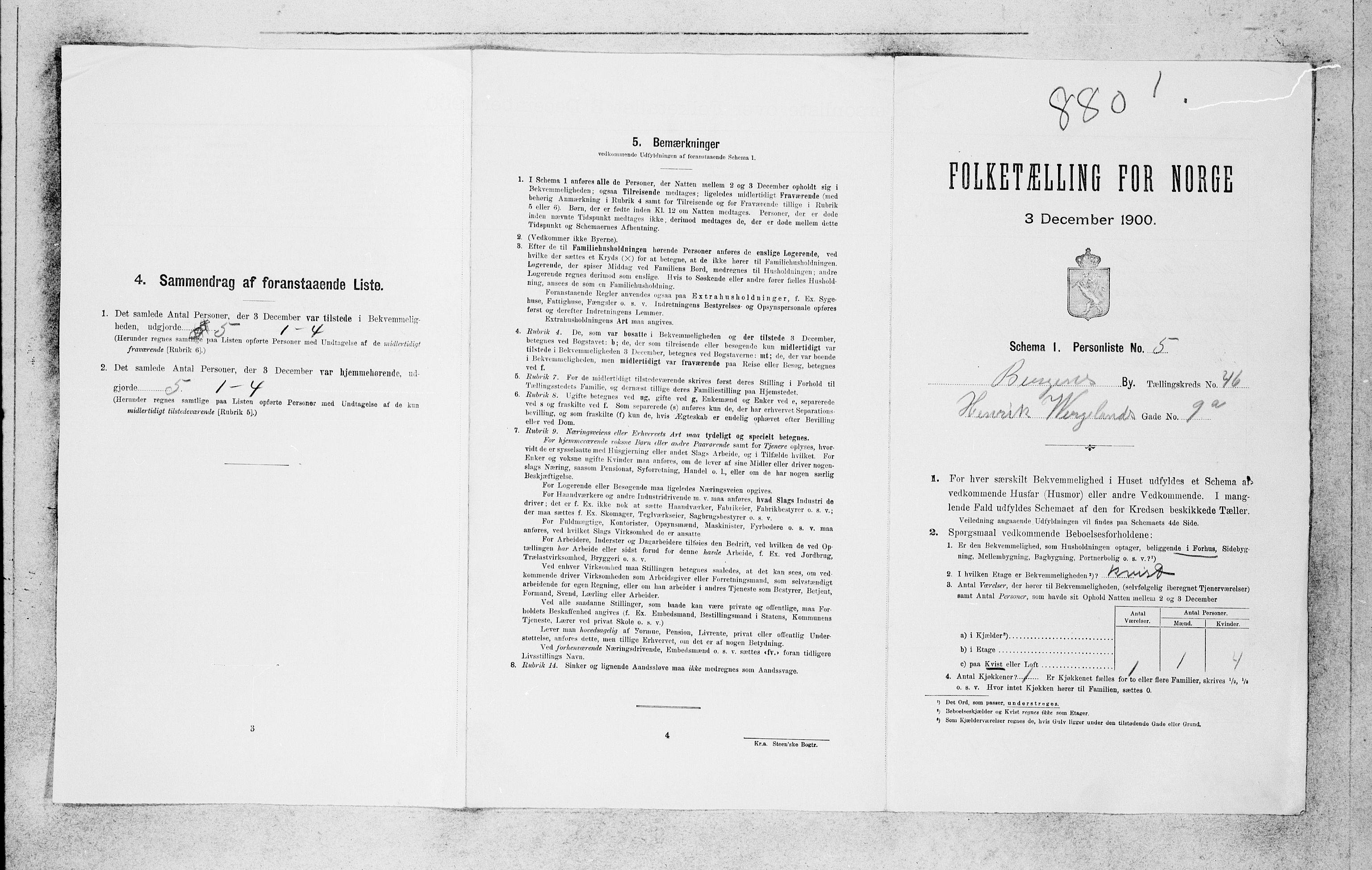 SAB, 1900 census for Bergen, 1900, p. 8446