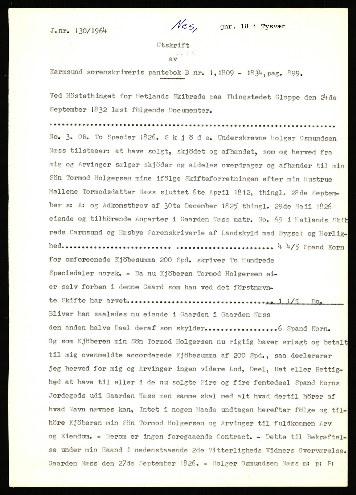 Statsarkivet i Stavanger, AV/SAST-A-101971/03/Y/Yj/L0061: Avskrifter sortert etter gårdsnavn: Møgedal - Nes, 1750-1930, p. 588