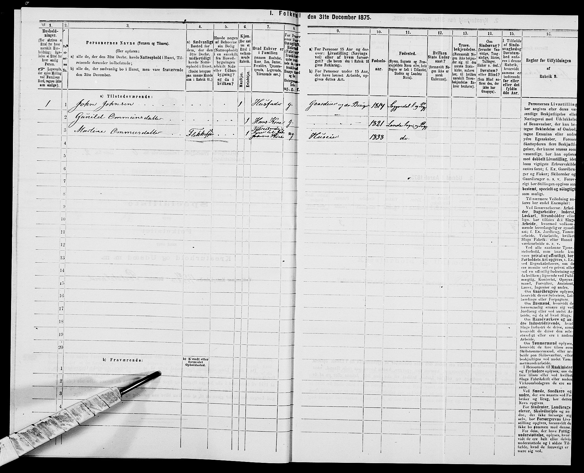 SAK, 1875 census for 1042L Flekkefjord/Nes og Hidra, 1875, p. 788