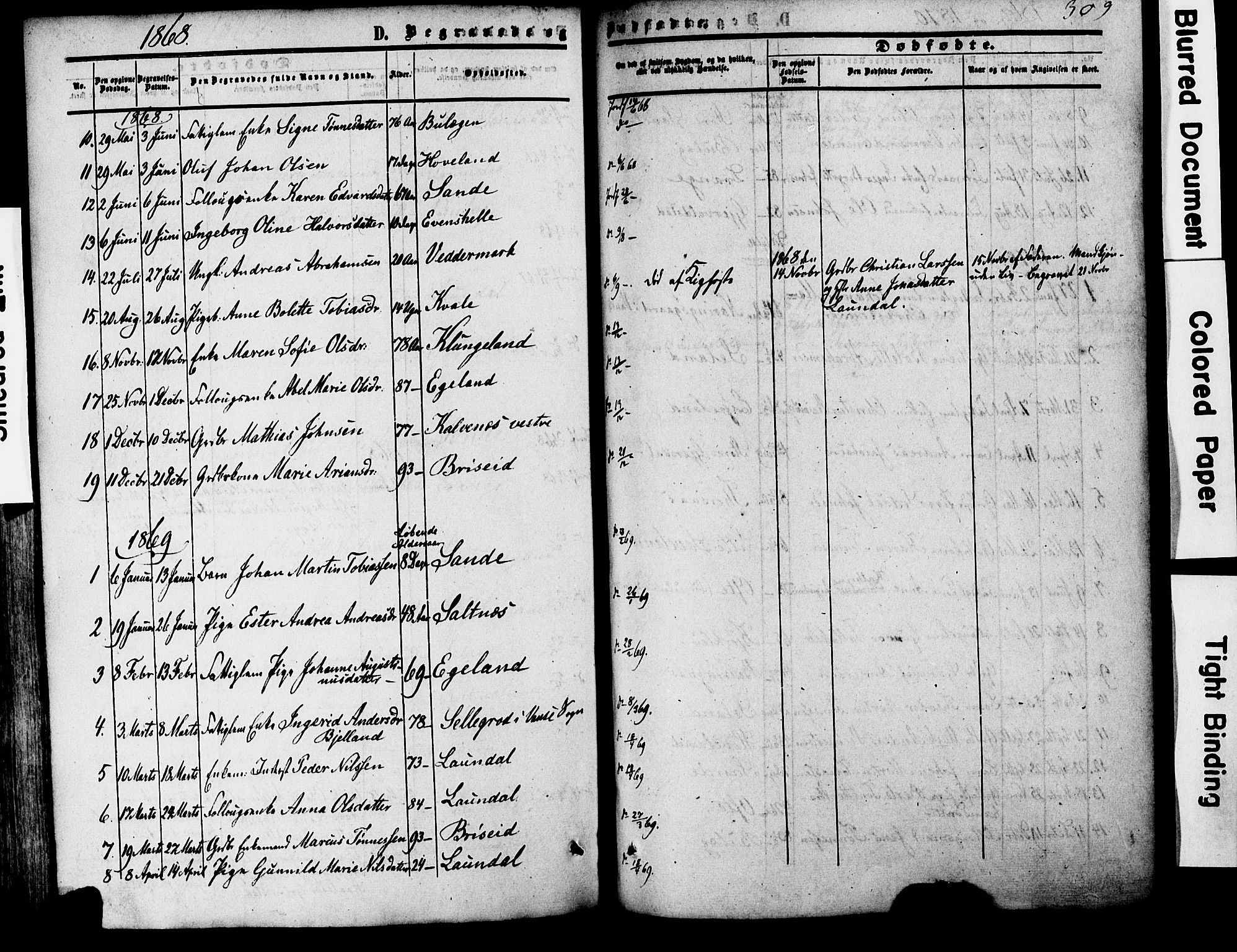 Herad sokneprestkontor, AV/SAK-1111-0018/F/Fa/Faa/L0005: Parish register (official) no. A 5, 1853-1886, p. 309