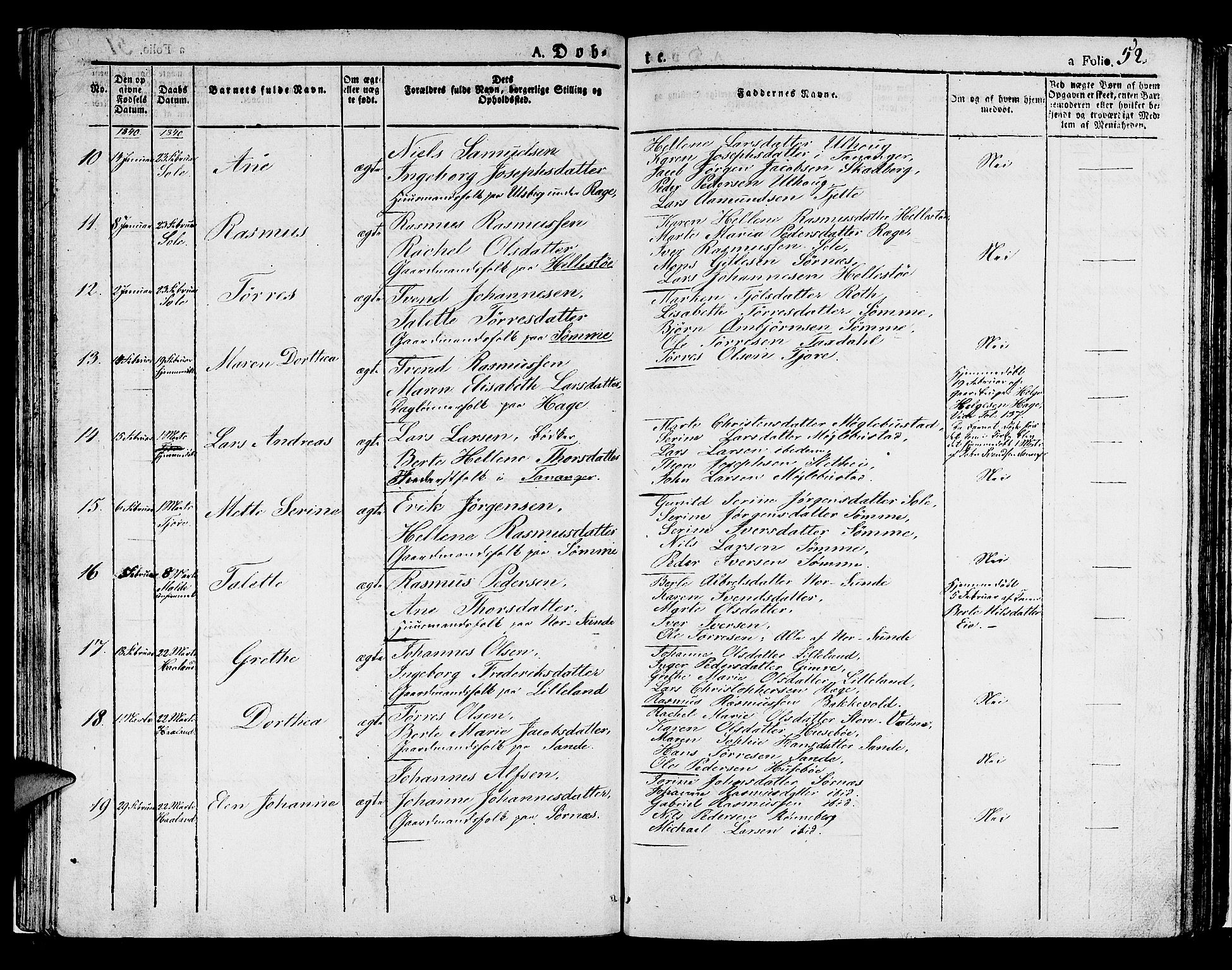 Håland sokneprestkontor, AV/SAST-A-101802/001/30BA/L0005: Parish register (official) no. A 5, 1829-1841, p. 52