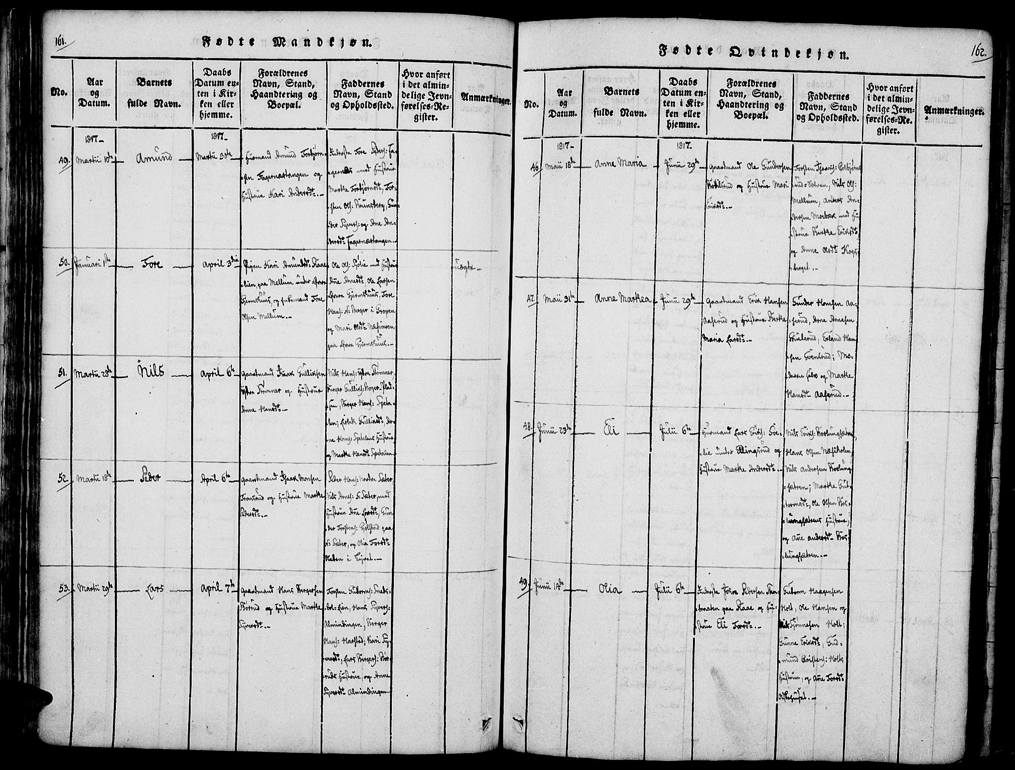 Vinger prestekontor, SAH/PREST-024/H/Ha/Haa/L0006: Parish register (official) no. 6, 1814-1825, p. 161-162