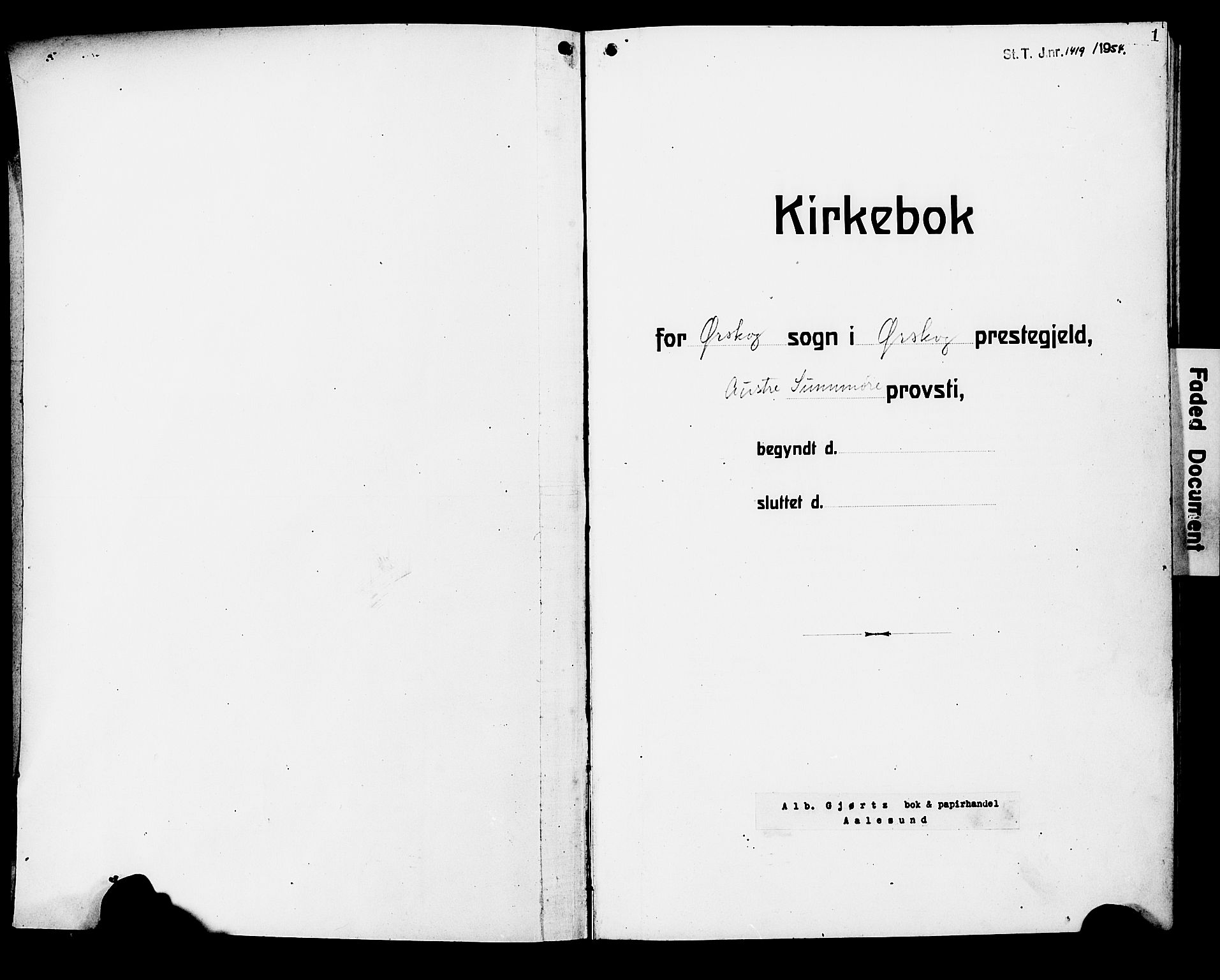 Ministerialprotokoller, klokkerbøker og fødselsregistre - Møre og Romsdal, SAT/A-1454/522/L0328: Parish register (copy) no. 522C07, 1909-1925, p. 1