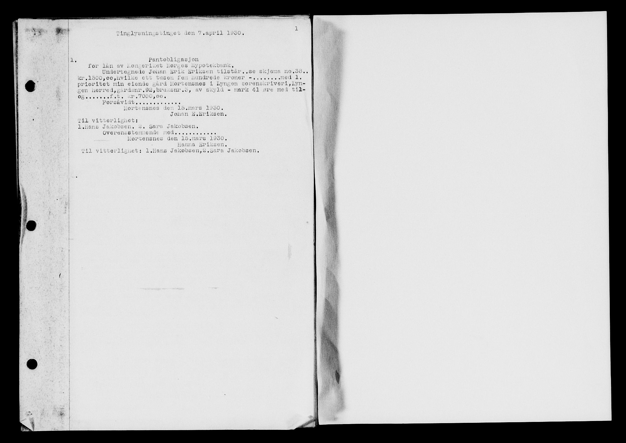 Lyngen sorenskriveri, SATØ/SATØ-0052/1/G/Ge/L0016: Mortgage book no. 16, 1930-1930, p. 0-1