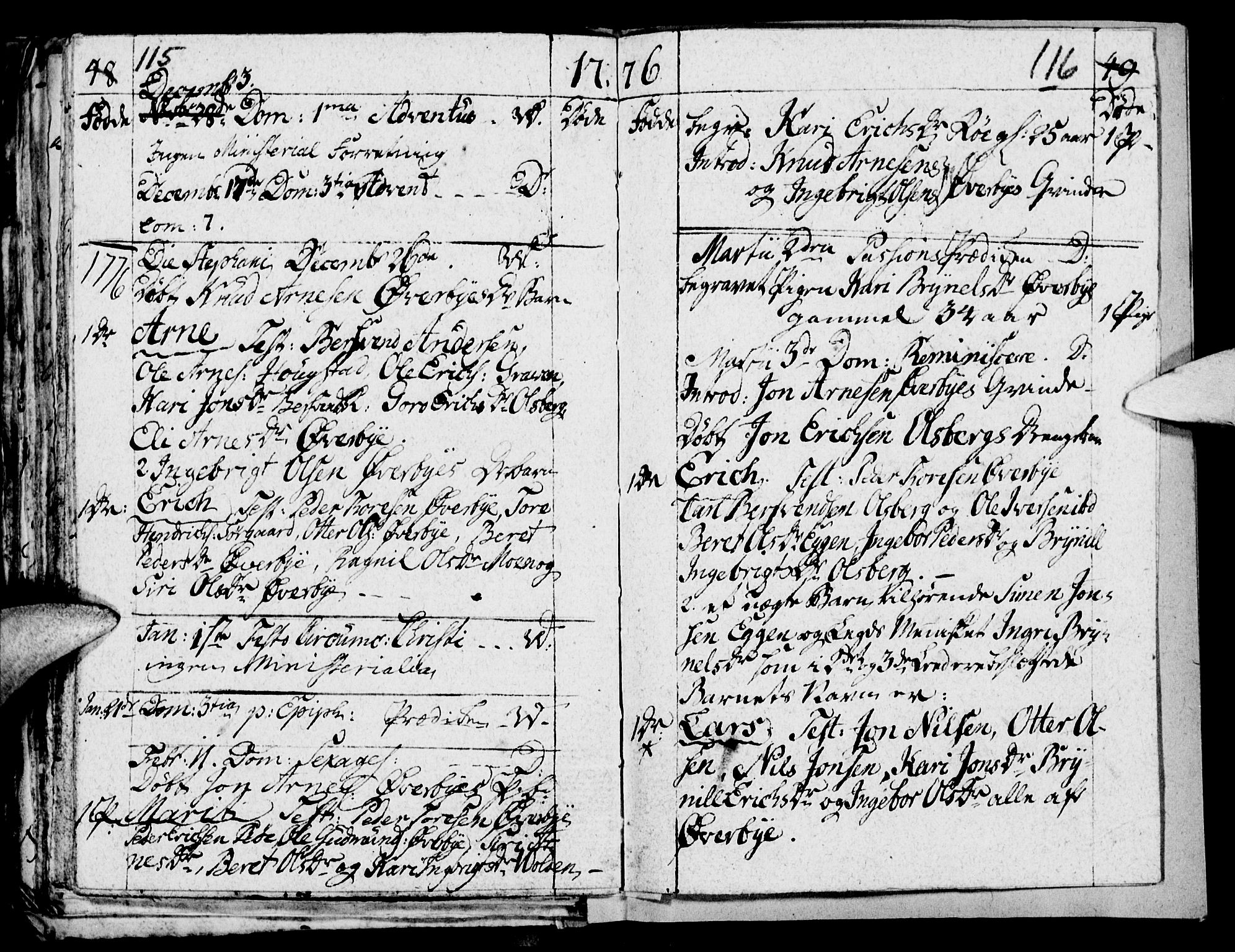 Tynset prestekontor, SAH/PREST-058/H/Ha/Haa/L0005: Parish register (official) no. 5, 1761-1776, p. 115-116