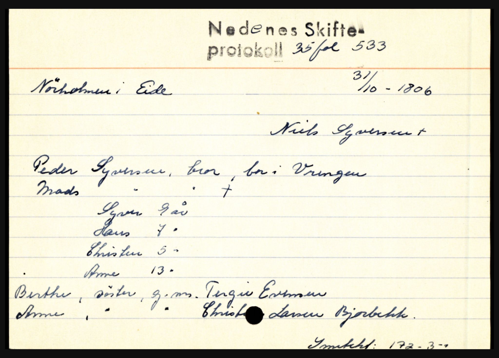 Nedenes sorenskriveri før 1824, AV/SAK-1221-0007/H, p. 22705