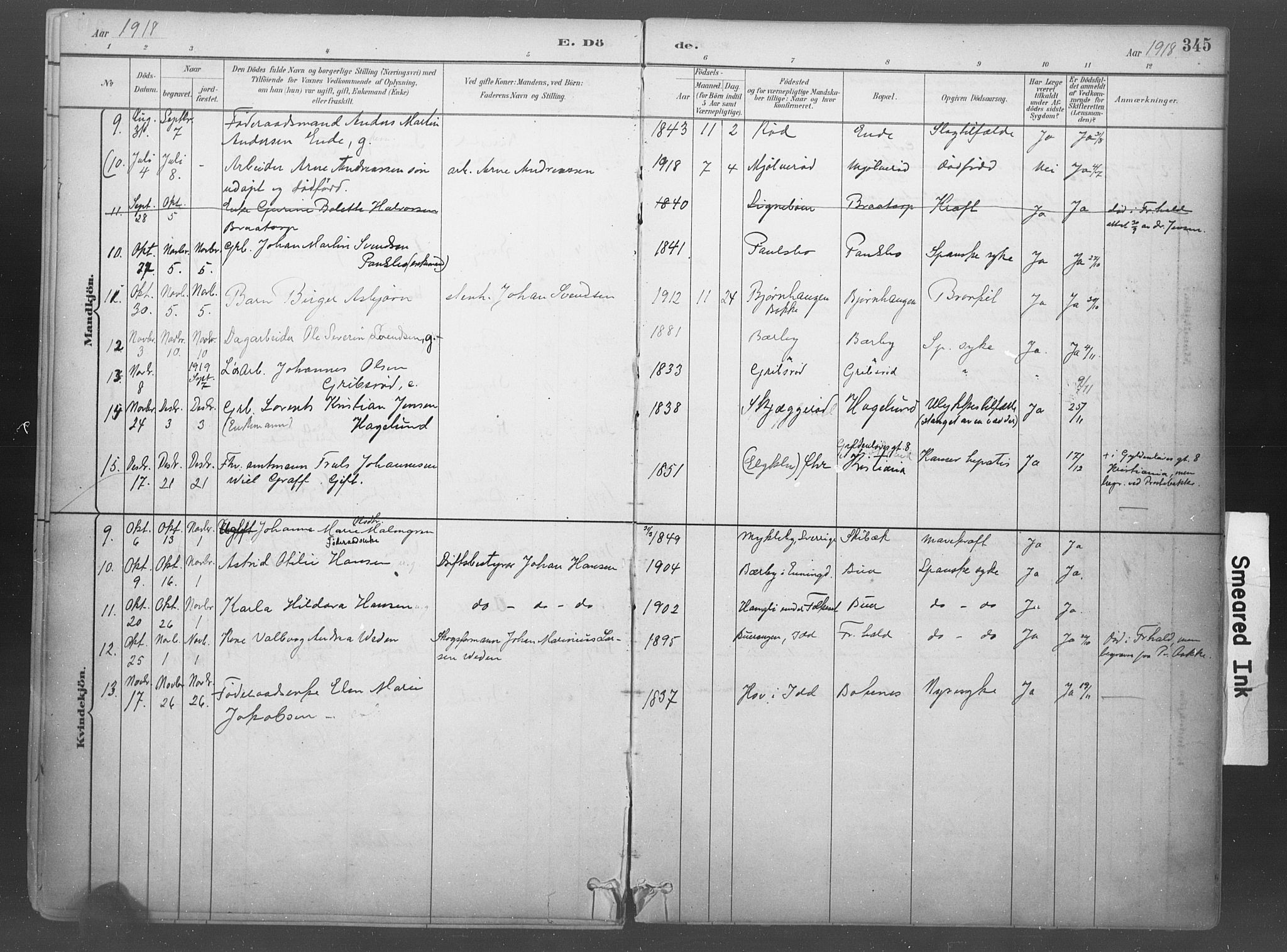 Idd prestekontor Kirkebøker, AV/SAO-A-10911/F/Fb/L0002: Parish register (official) no. II 2, 1882-1923, p. 345