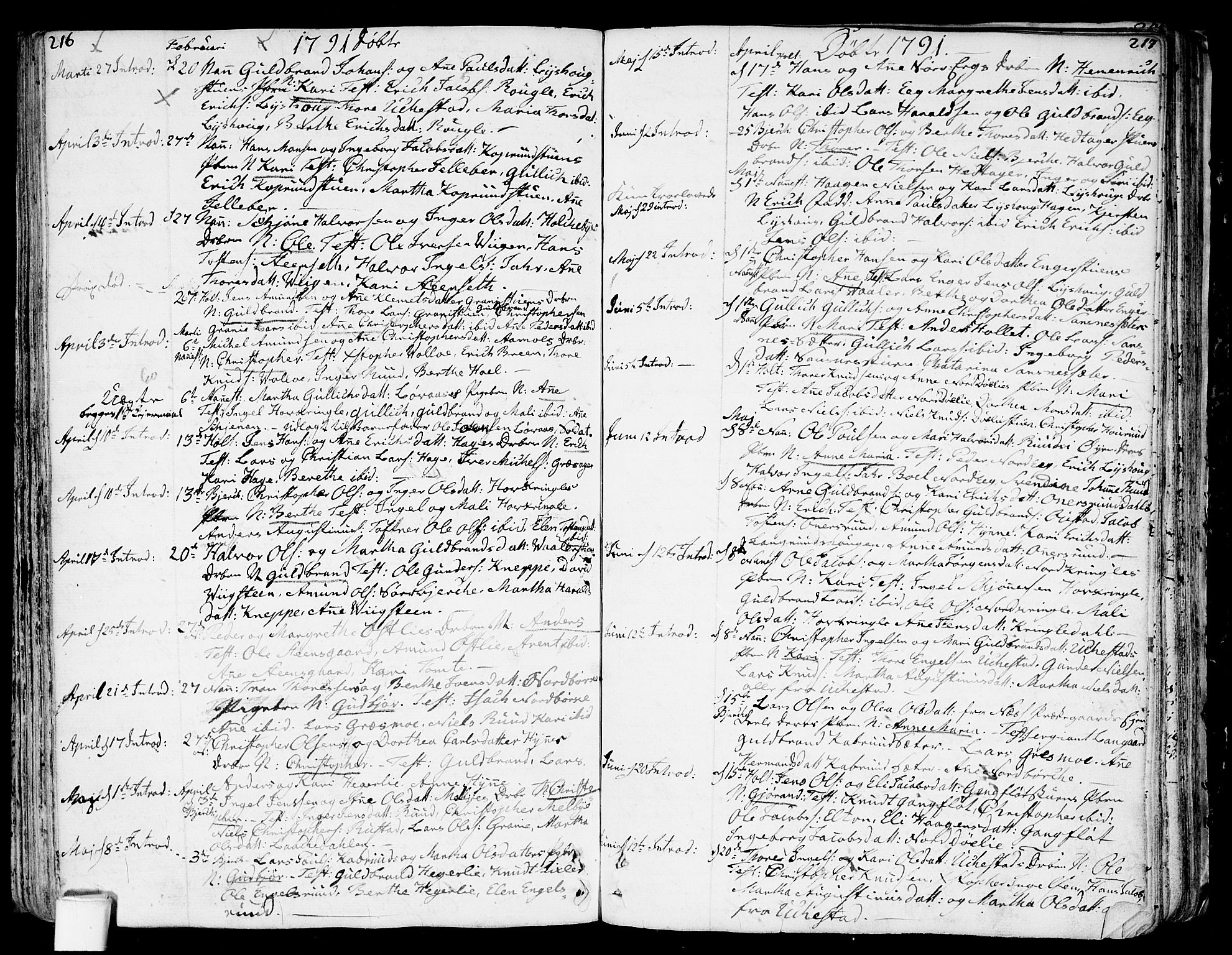 Nannestad prestekontor Kirkebøker, SAO/A-10414a/F/Fa/L0007: Parish register (official) no. I 7, 1754-1791, p. 216-217