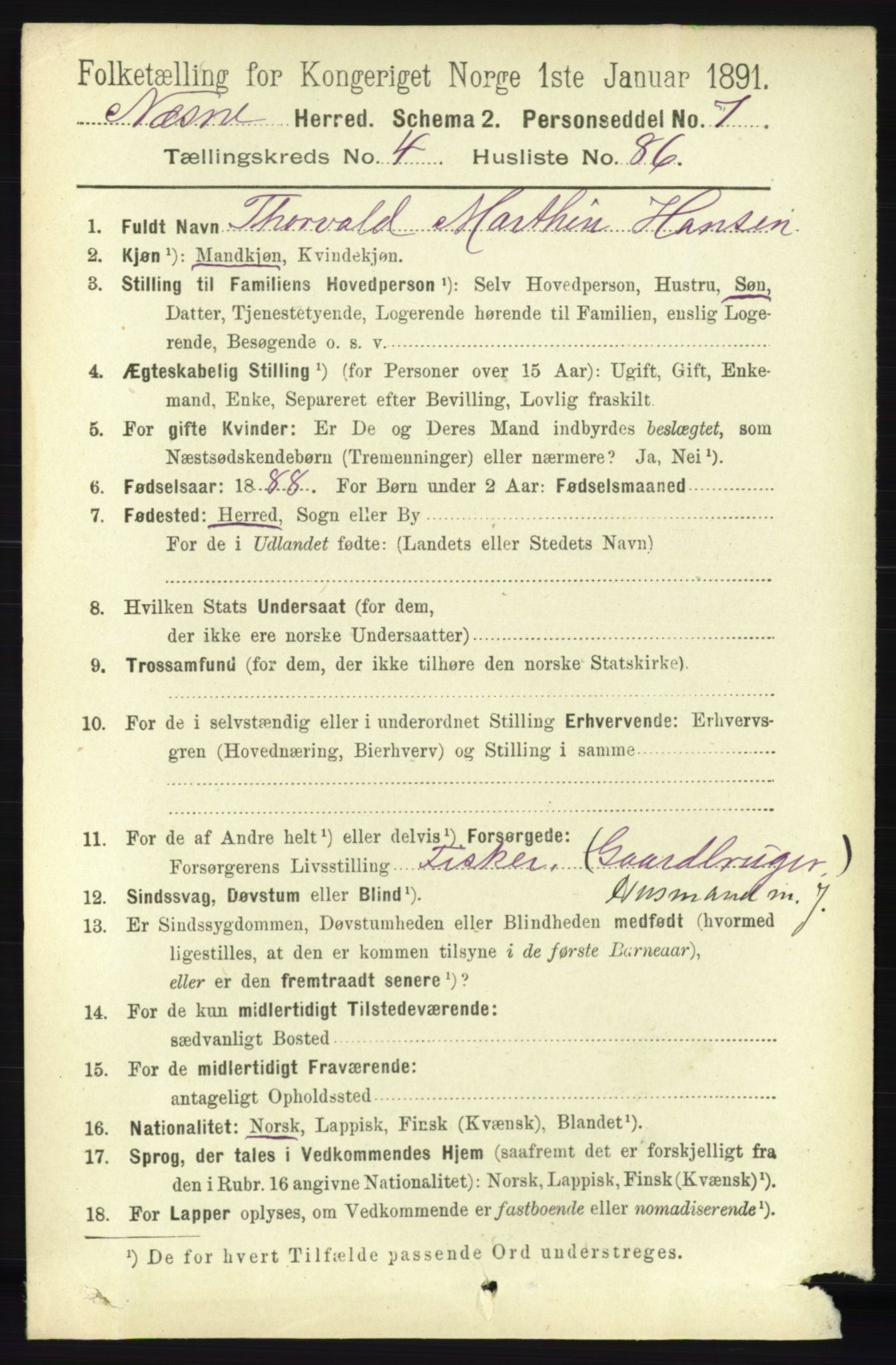 RA, 1891 census for 1828 Nesna, 1891, p. 2694