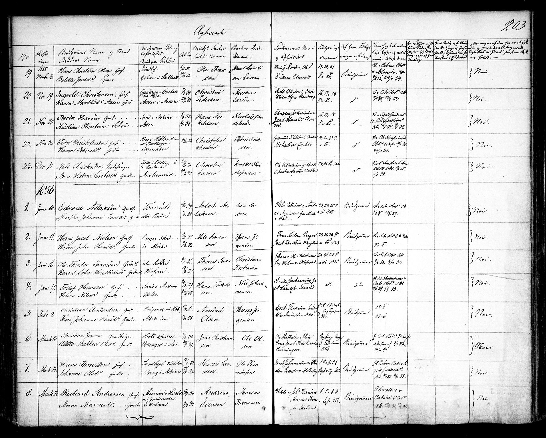 Spydeberg prestekontor Kirkebøker, SAO/A-10924/F/Fa/L0005: Parish register (official) no. I 5, 1842-1862, p. 203
