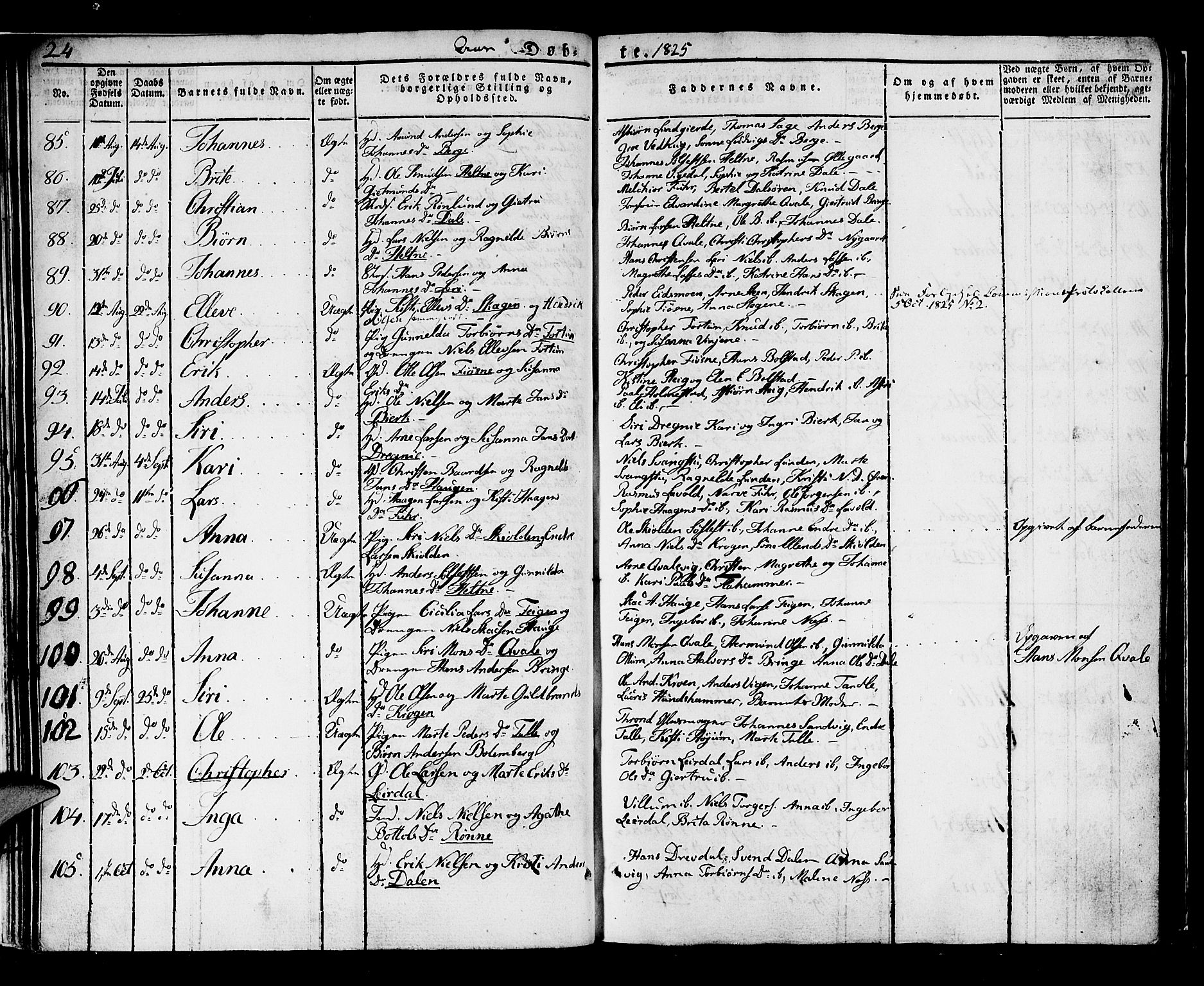 Luster sokneprestembete, SAB/A-81101/H/Haa/Haaa/L0004: Parish register (official) no. A 4, 1821-1832, p. 24
