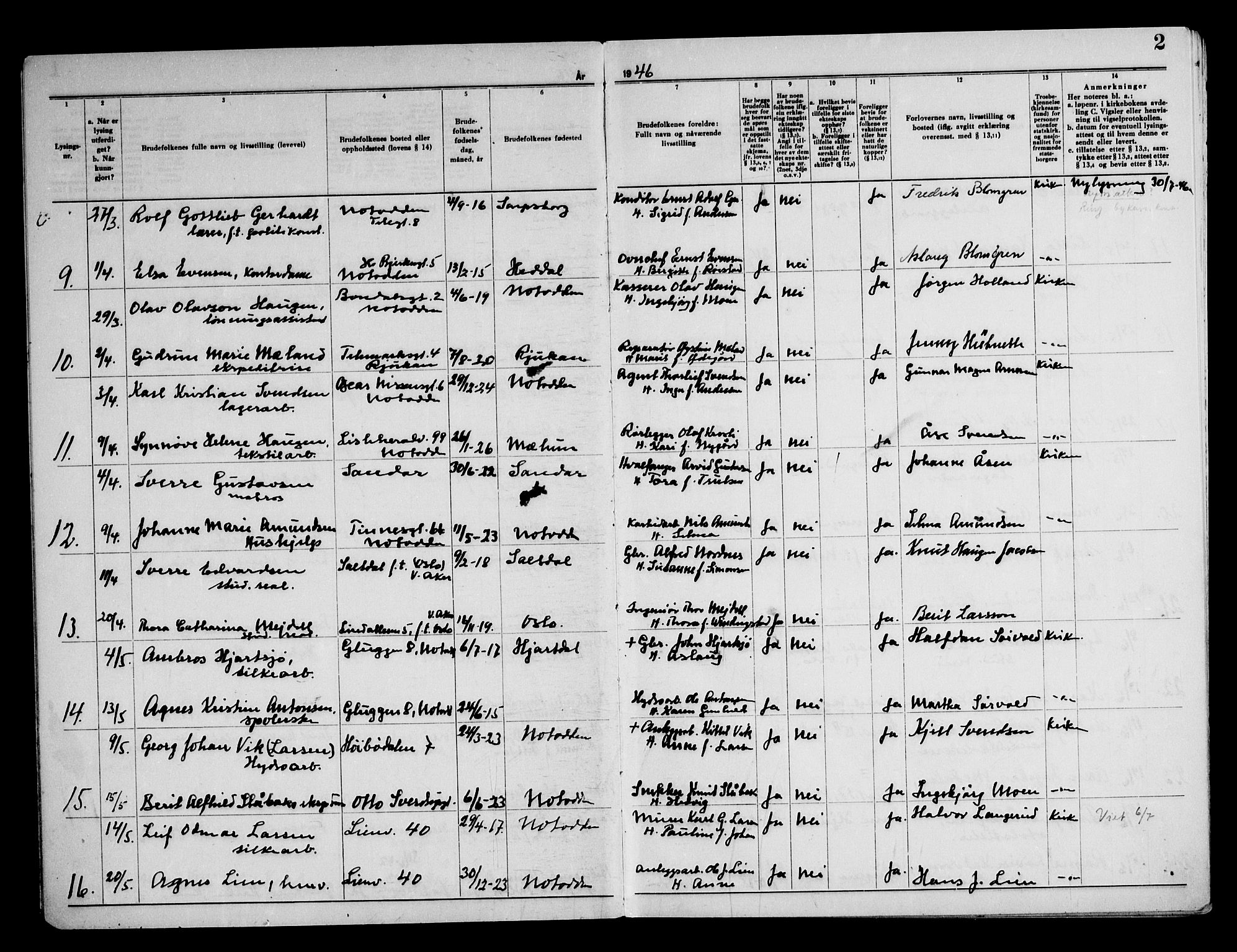 Notodden kirkebøker, AV/SAKO-A-290/H/Ha/L0002: Banns register no. 2, 1946-1958, p. 2