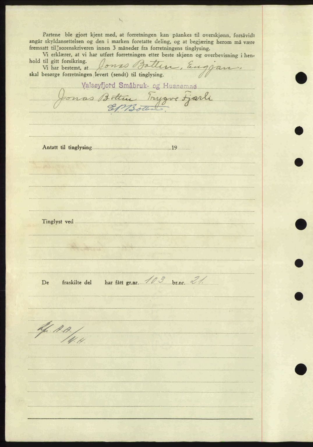 Nordmøre sorenskriveri, AV/SAT-A-4132/1/2/2Ca: Mortgage book no. A103, 1946-1947, Diary no: : 2161/1946