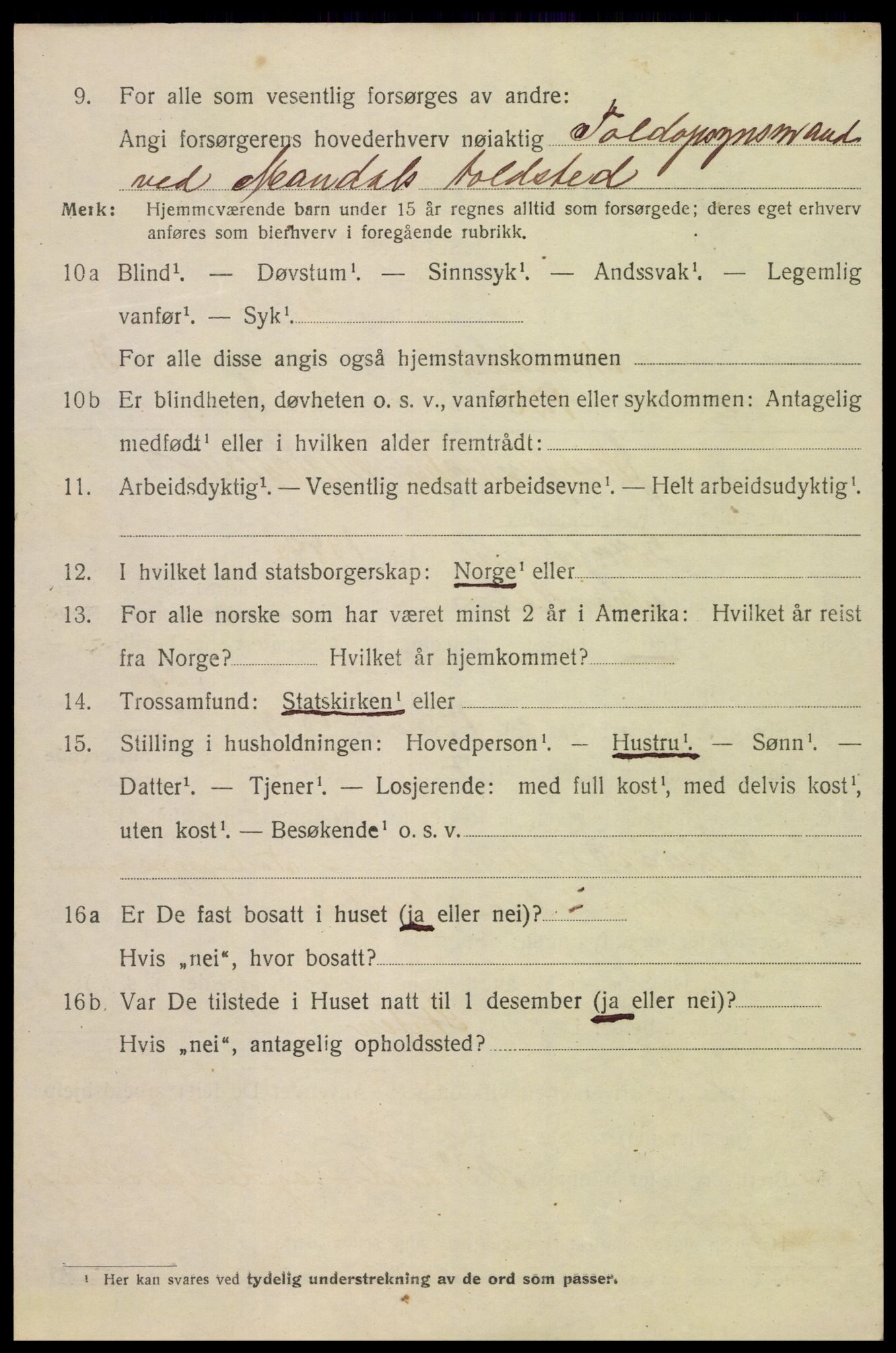 SAK, 1920 census for Mandal, 1920, p. 6886