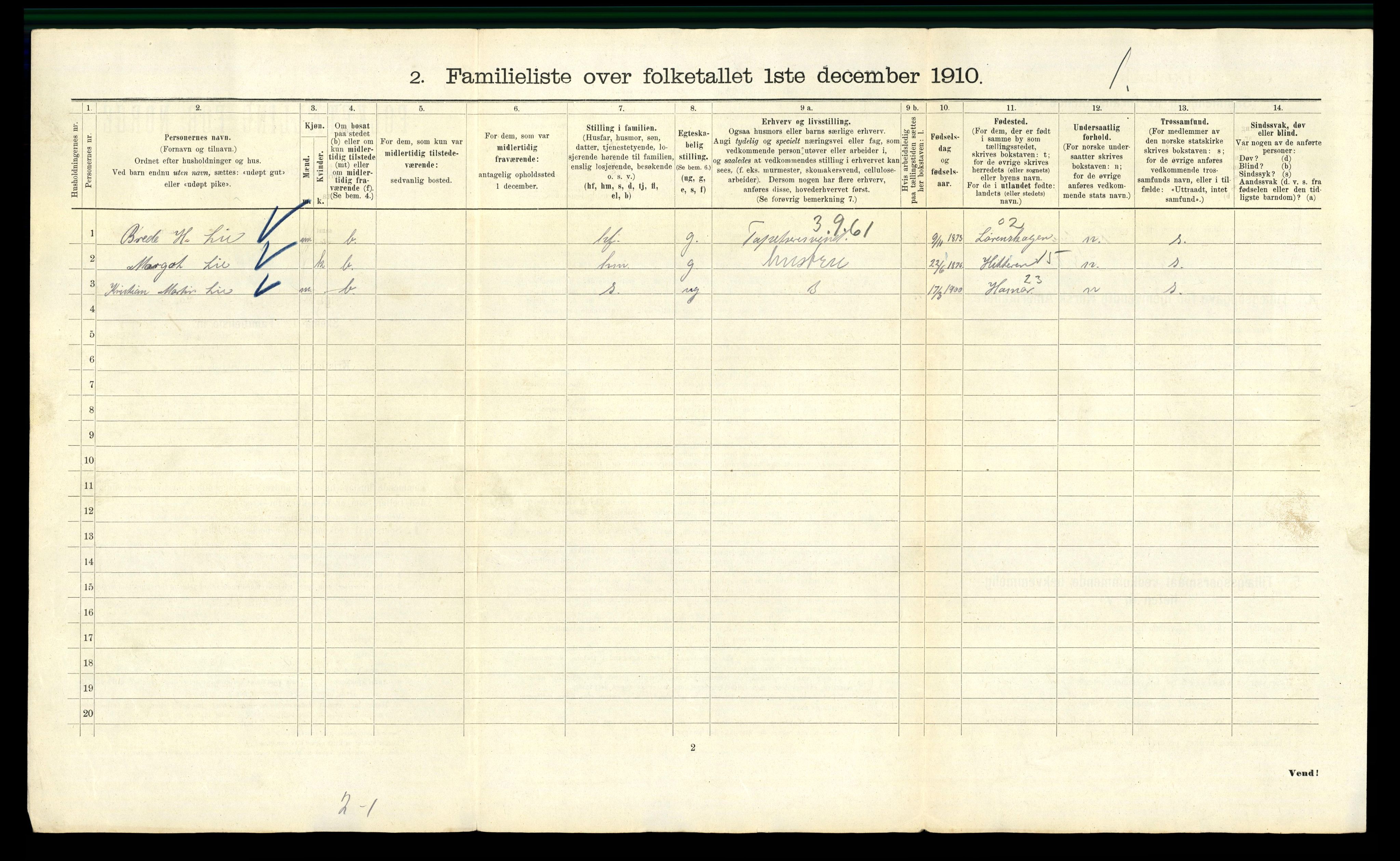 RA, 1910 census for Kristiania, 1910, p. 5874