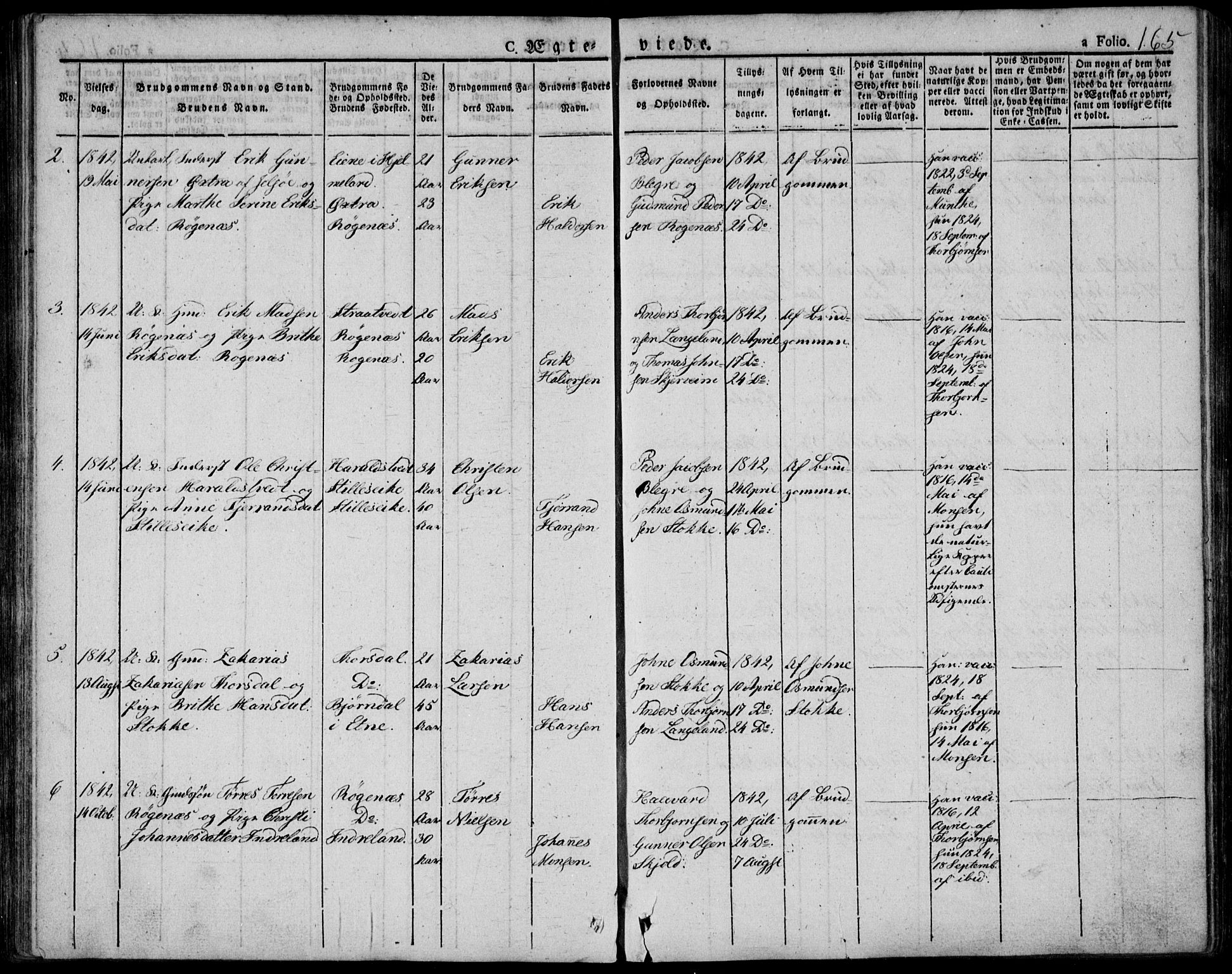 Skjold sokneprestkontor, AV/SAST-A-101847/H/Ha/Haa/L0005: Parish register (official) no. A 5, 1830-1856, p. 165