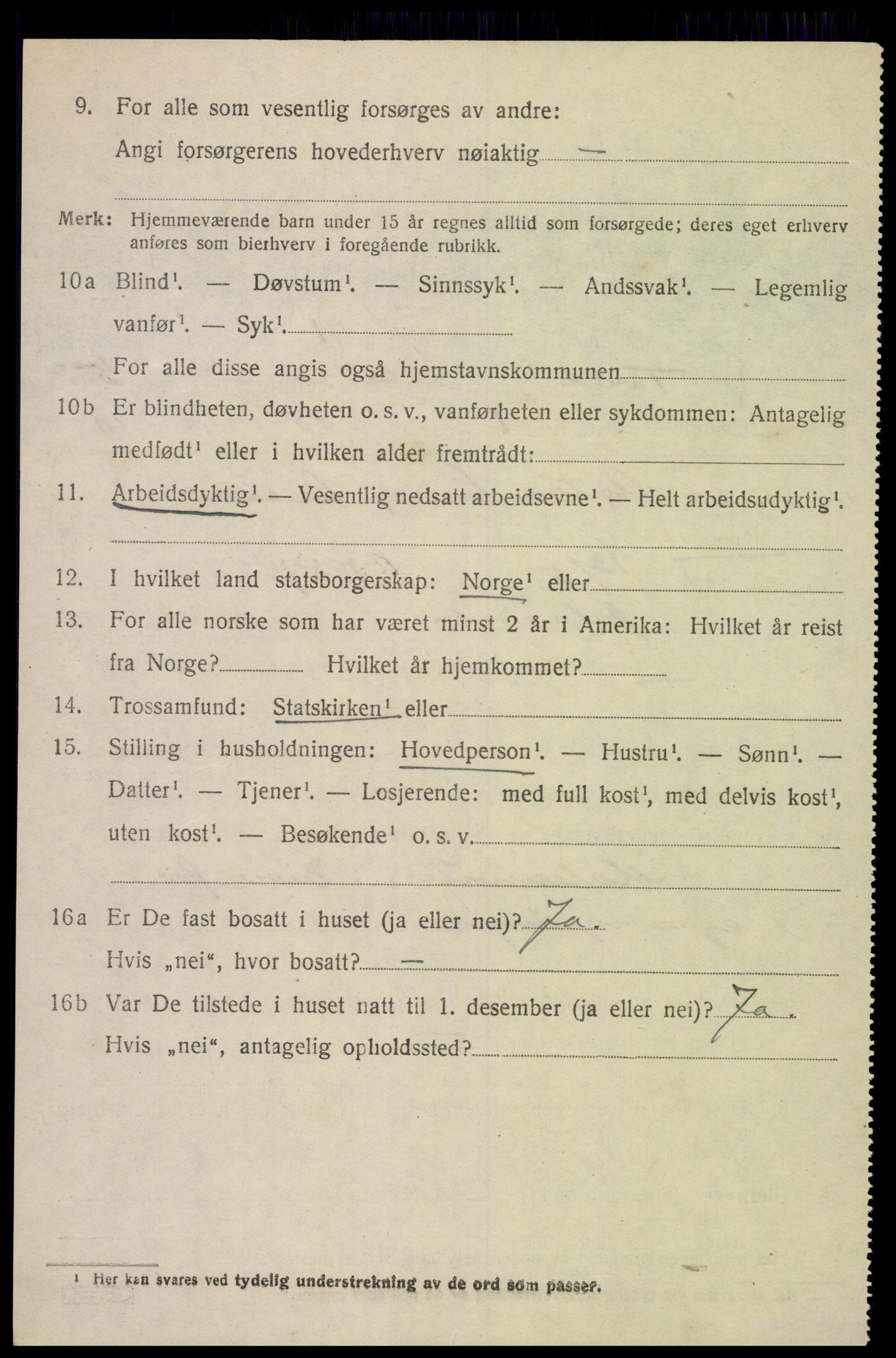 SAK, 1920 census for Tveit, 1920, p. 2427