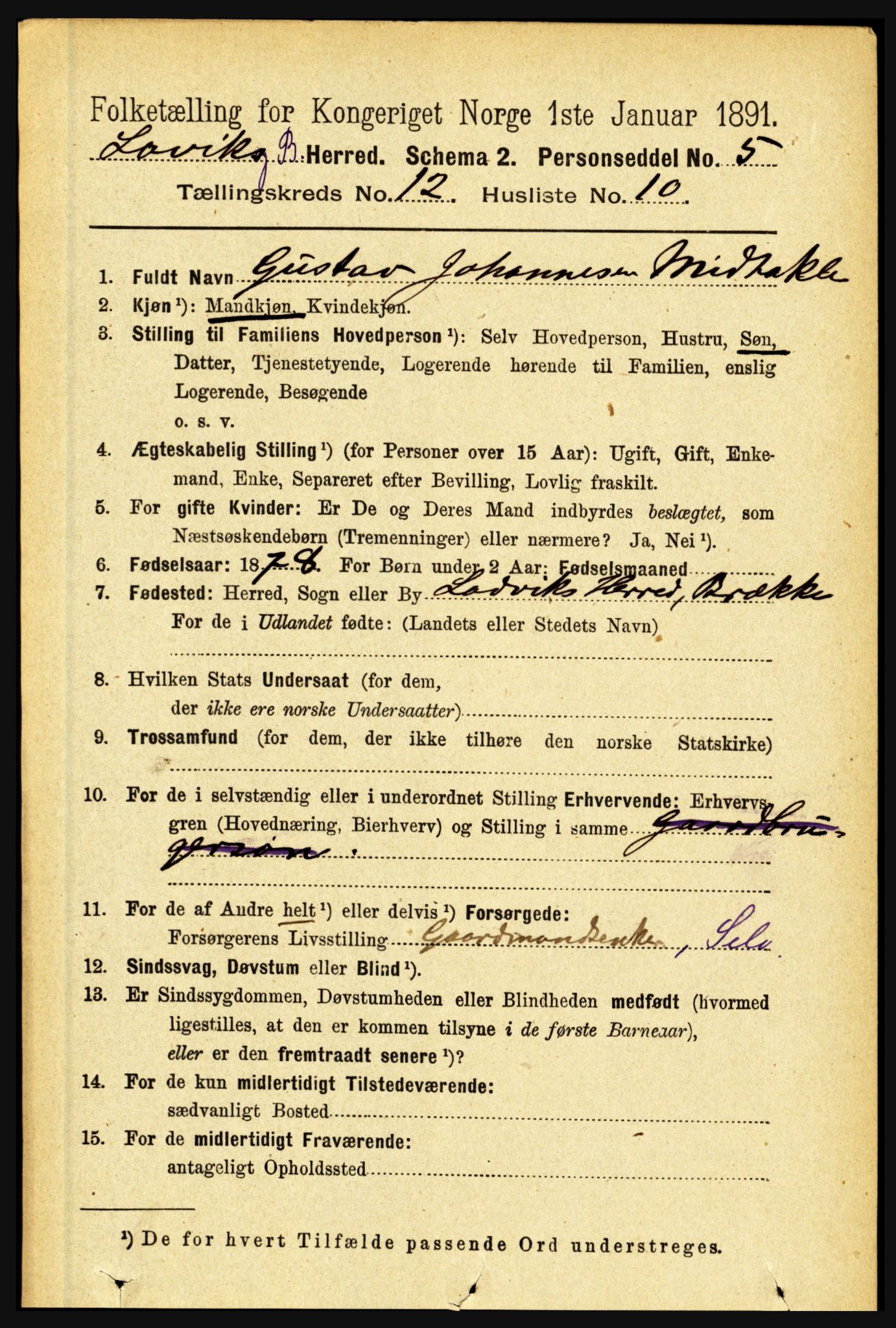 RA, 1891 census for 1415 Lavik og Brekke, 1891, p. 2418