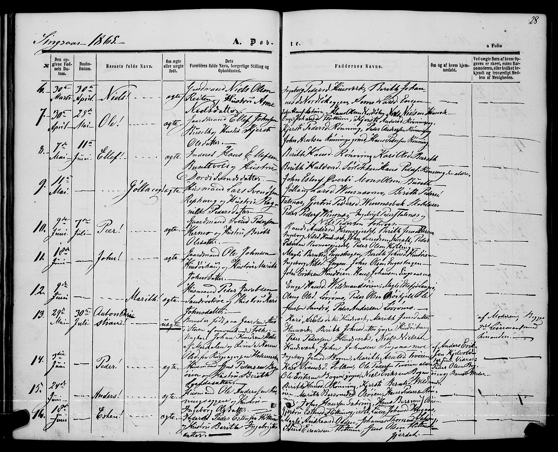 Ministerialprotokoller, klokkerbøker og fødselsregistre - Sør-Trøndelag, SAT/A-1456/685/L0967: Parish register (official) no. 685A07 /2, 1860-1869, p. 28