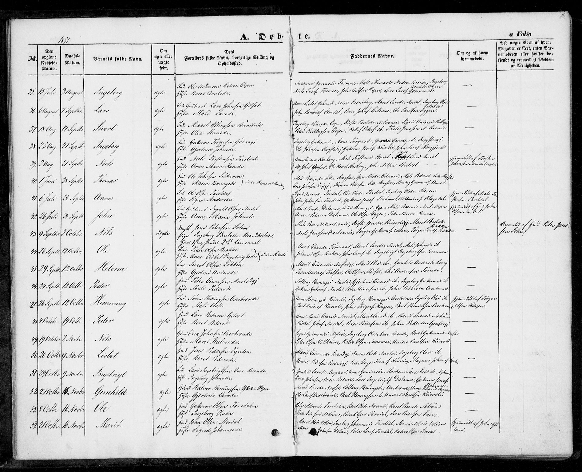 Ministerialprotokoller, klokkerbøker og fødselsregistre - Nord-Trøndelag, SAT/A-1458/706/L0040: Parish register (official) no. 706A01, 1850-1861, p. 6