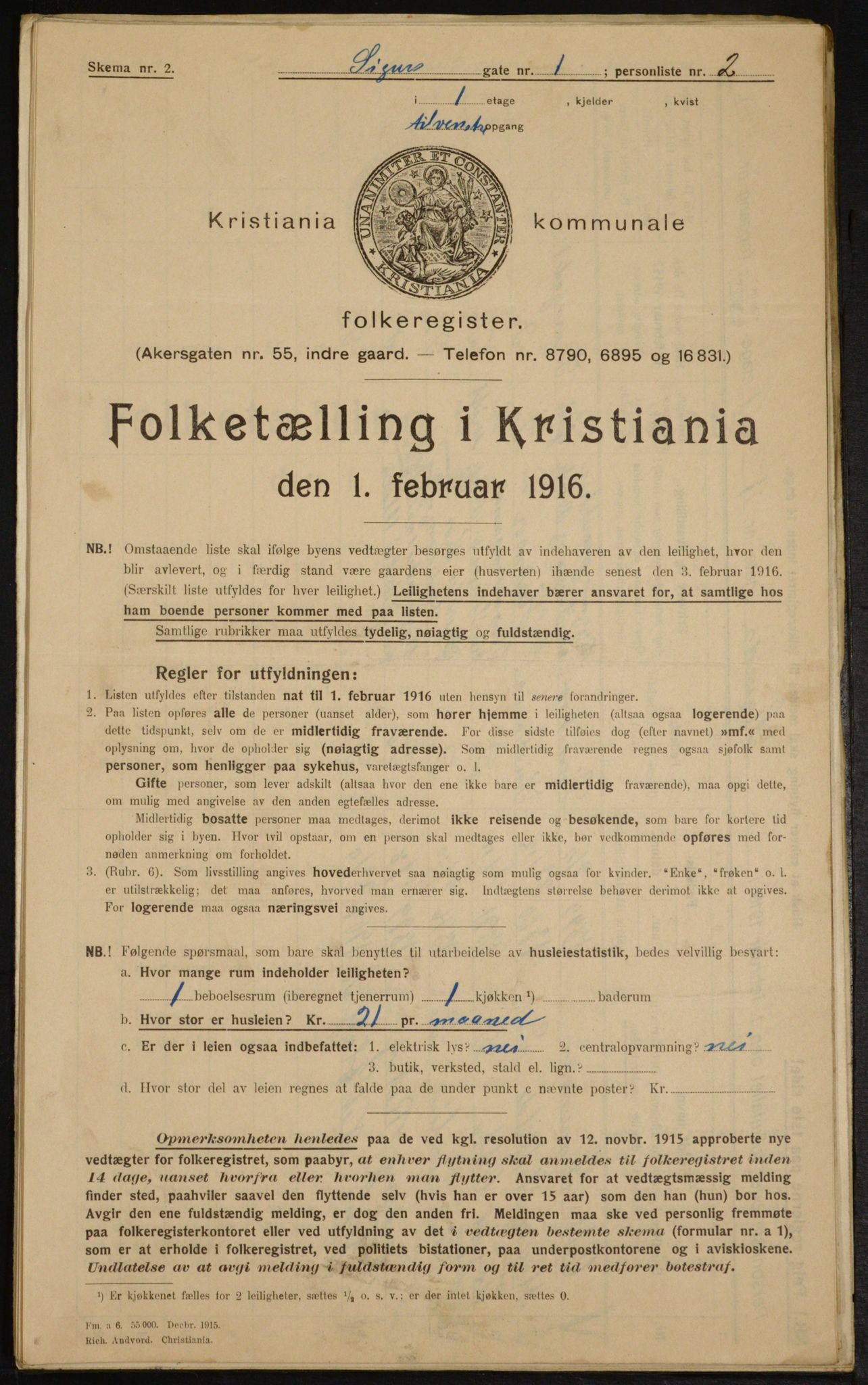 OBA, Municipal Census 1916 for Kristiania, 1916, p. 97193